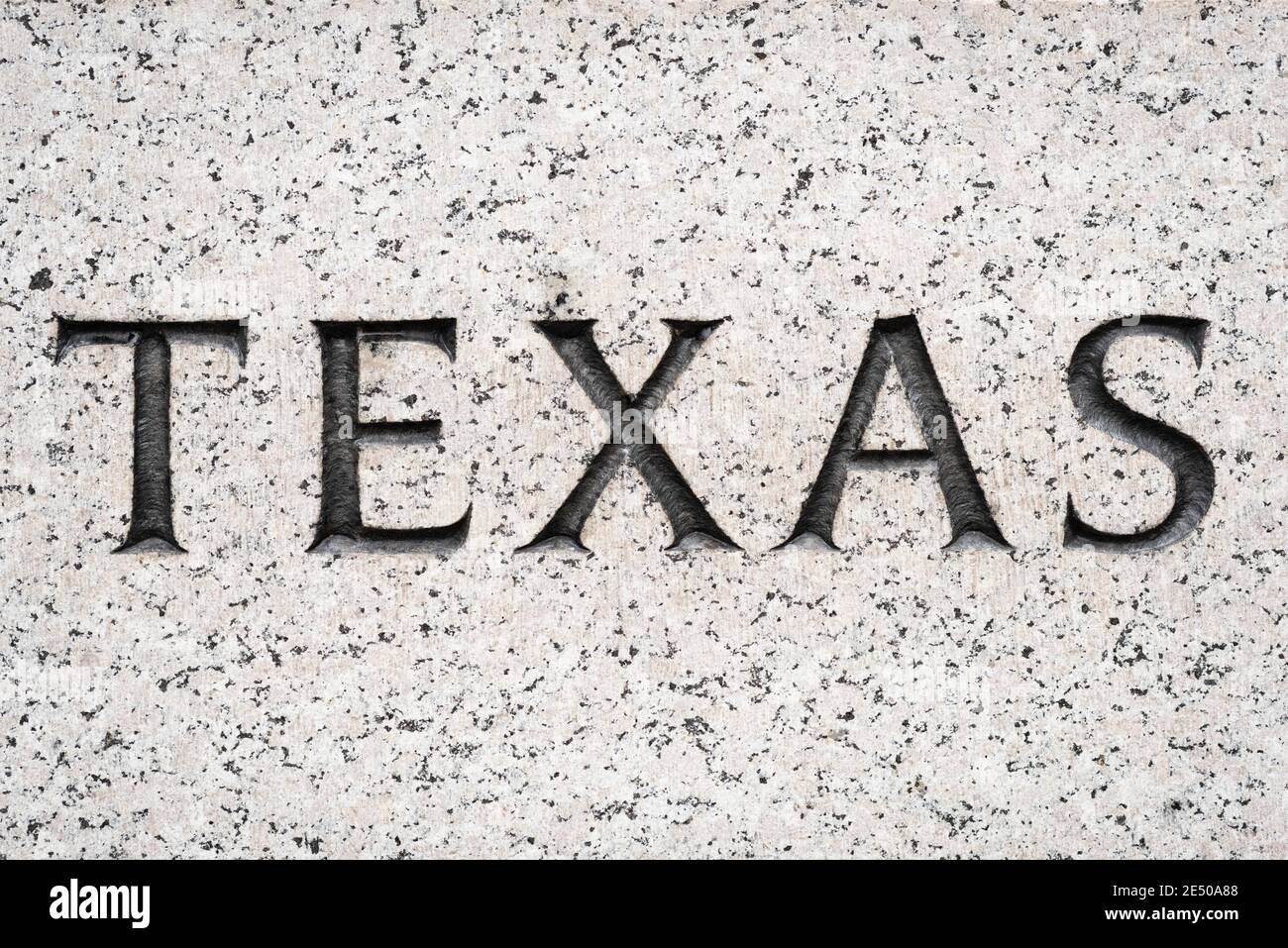 « Texas » gravé sur le mémorial de la Seconde Guerre mondiale à DC. Banque D'Images