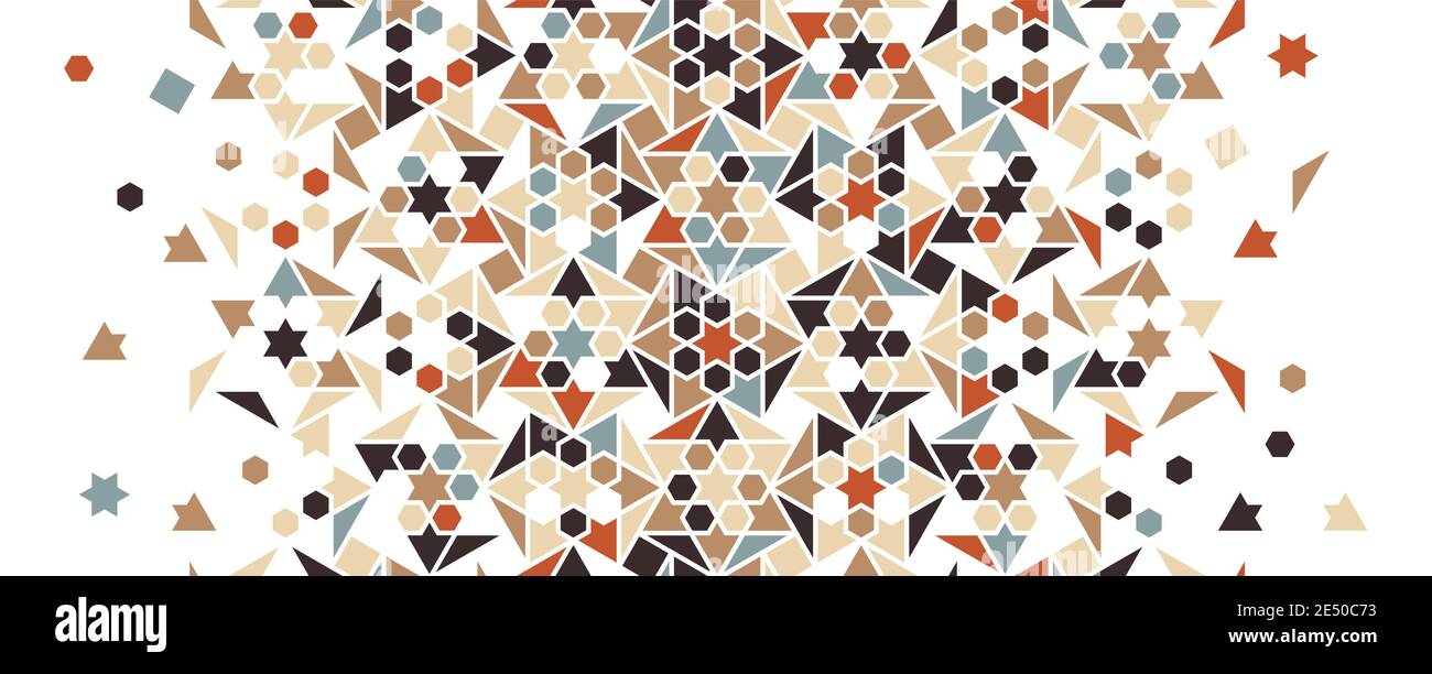 Motif de mélange de couleurs vectoriel Arabesque. Texture demi-teinte géométrique avec mosaïque de couleur et désintégration de mosaïque Illustration de Vecteur