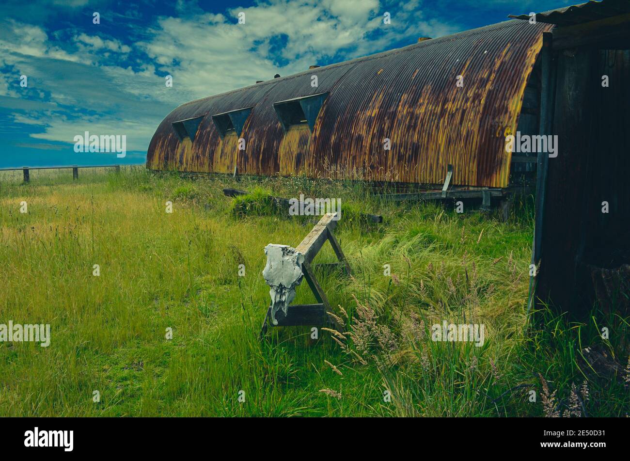 Bâtiments abandonnés à Humuula Sheep Station sur les pentes de Mauna Kea Hawaii, Big Island USA Banque D'Images