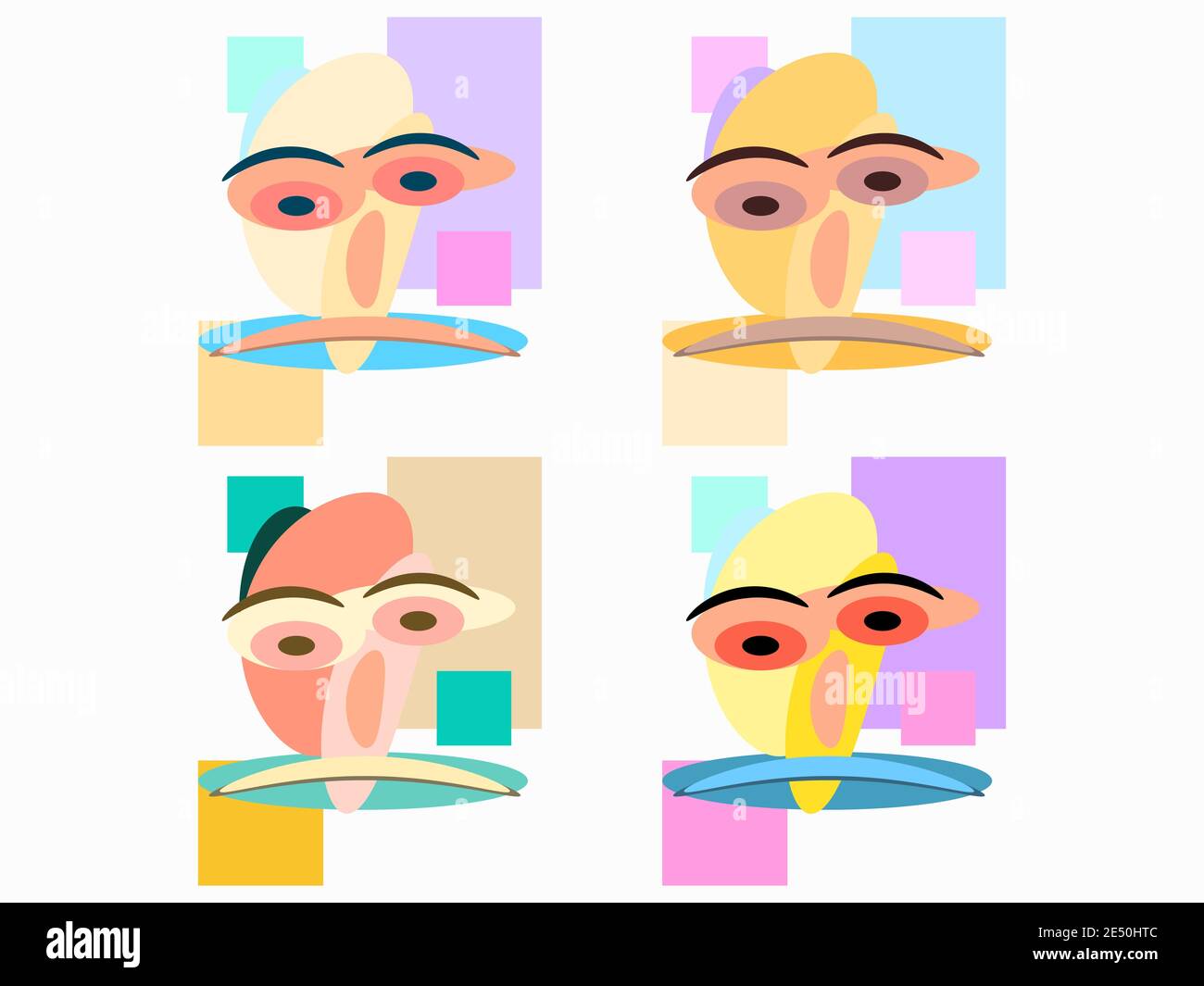Portrait moderne, le visage d'une personne dans le style du cubisme et ...