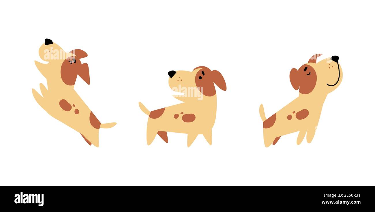 Ensemble vectoriel de chiens Jack Russell Terrier. Illustration de Vecteur