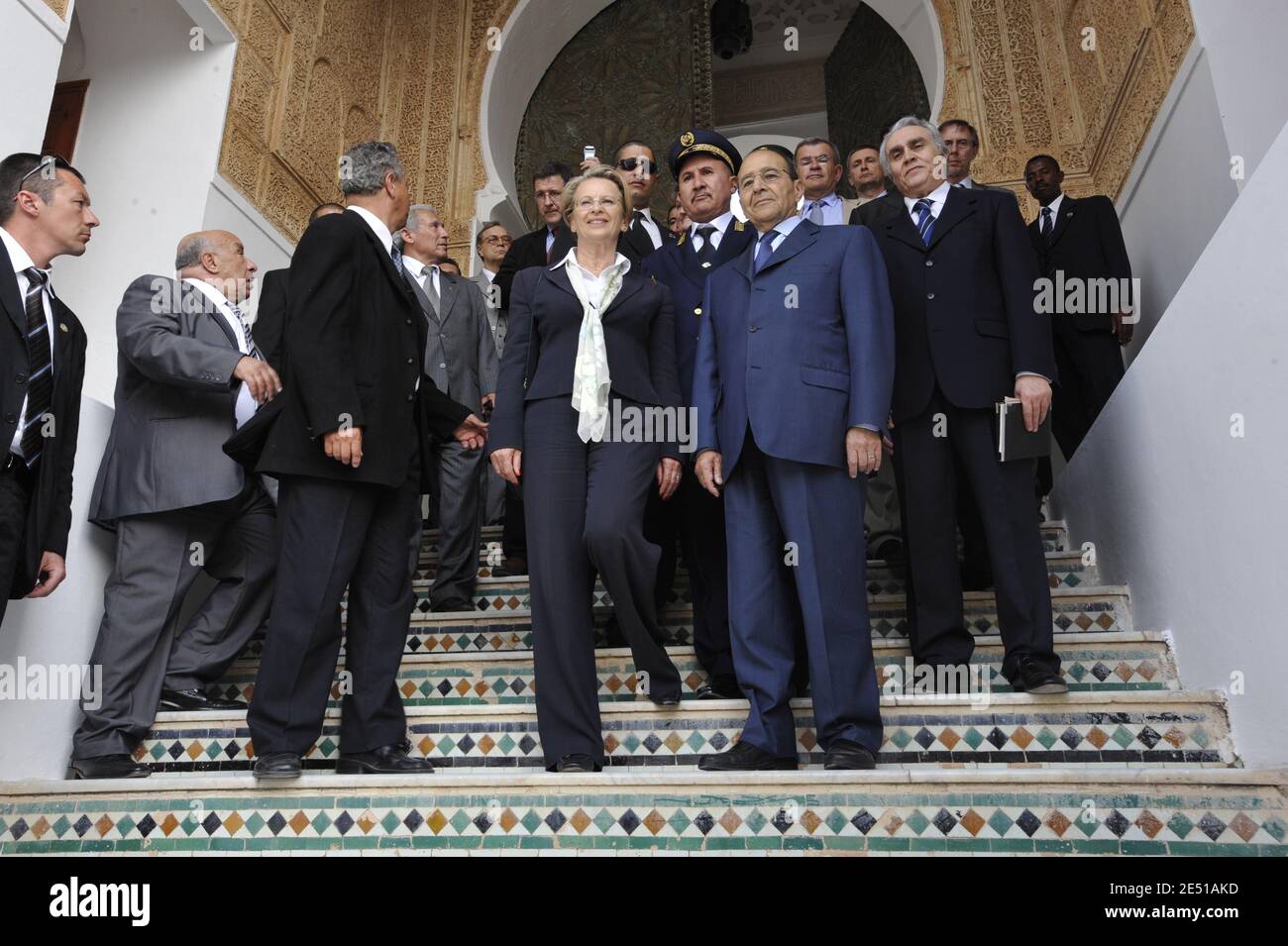 La ministre française de l'intérieur, Michele Alliot-Marie, et la ministre algérienne de l'intérieur, Yazid Zerhouni, en visite dans la ville historique de Tlemcen, en Algérie, le 6 mai 2008. Photo par Elodie Gregoire/ABACAPRESS.COM Banque D'Images