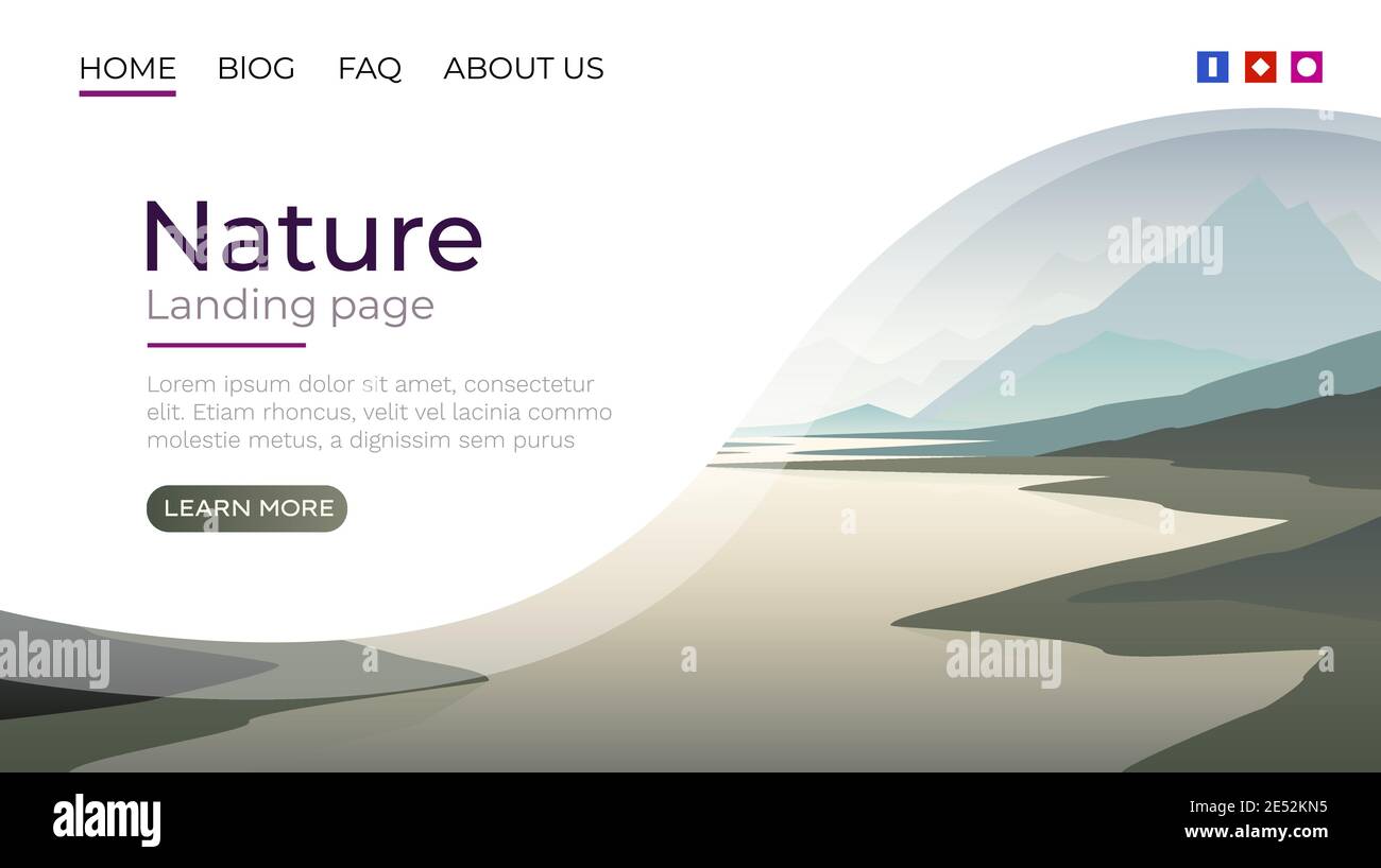Page d'accueil, couverture du modèle paysage de la nature. Arrière-plan du  site Web. Illustration vectorielle Image Vectorielle Stock - Alamy