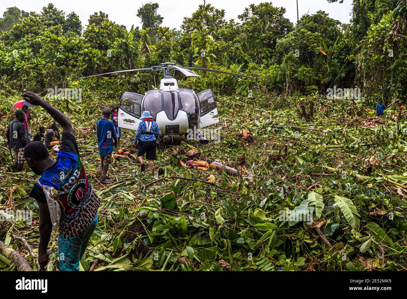 Hélicoptère dans la jungle de Bougainville Banque D'Images