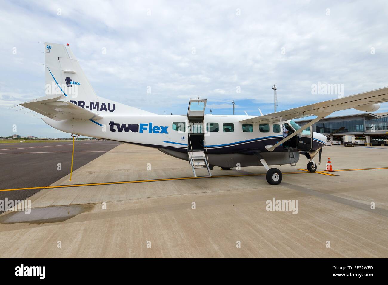 Twoflex Airline exploité par Azul Conecta Cessna 208B Grand Caravan avion à hélice utilisé pour les vols régionaux. Petit avion de deux Flex Airways. Banque D'Images