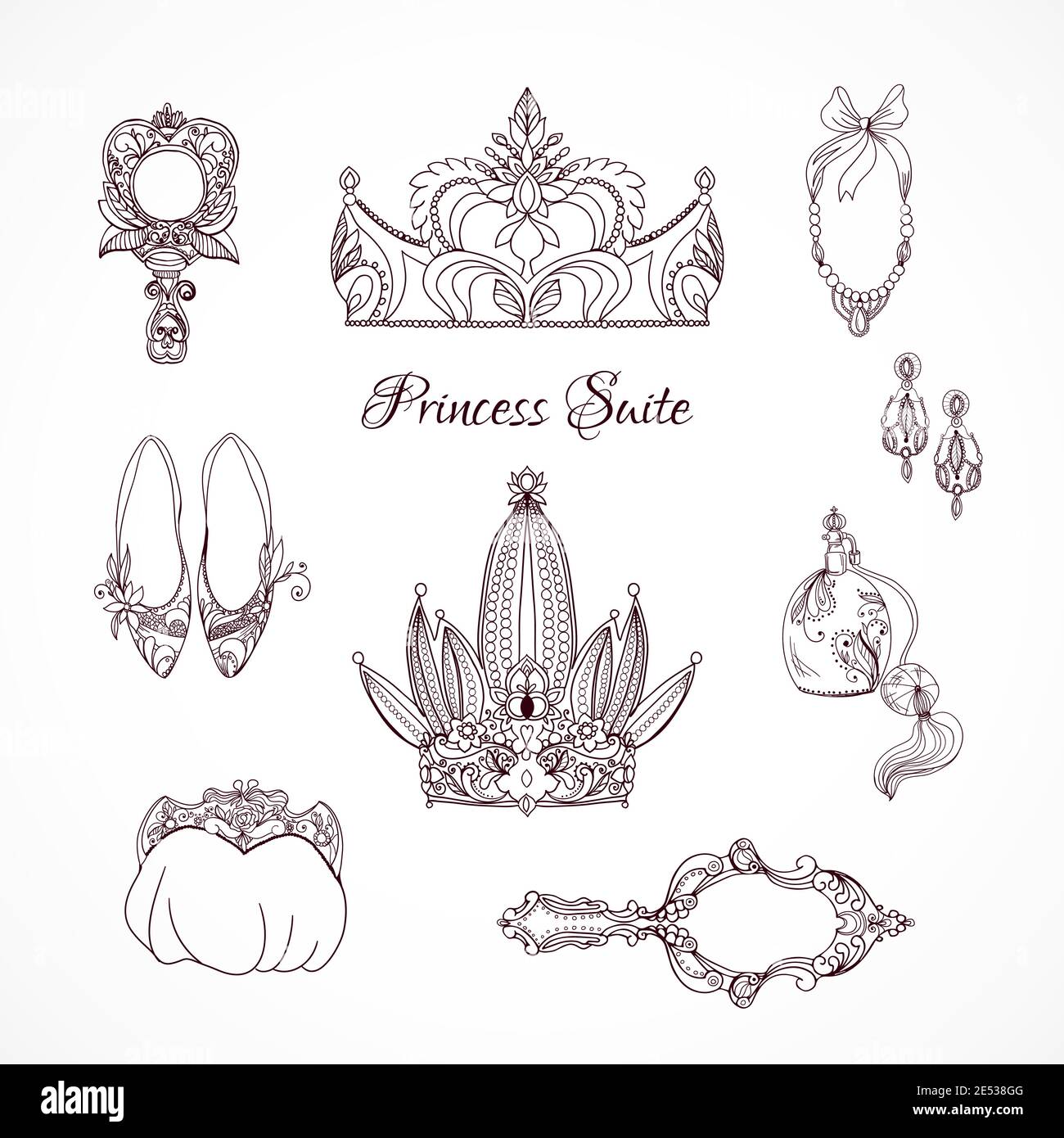 Éléments de conception princesse silhouettes vector illustration Illustration de Vecteur