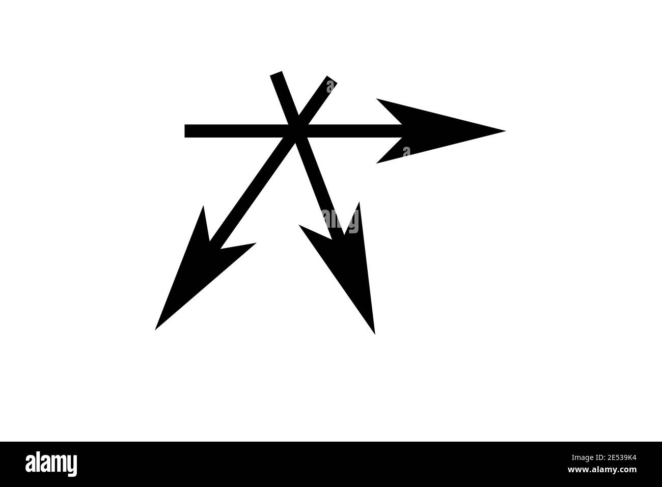 Illustration. Il n'y a que trois flèches dans différentes directions. Banque D'Images
