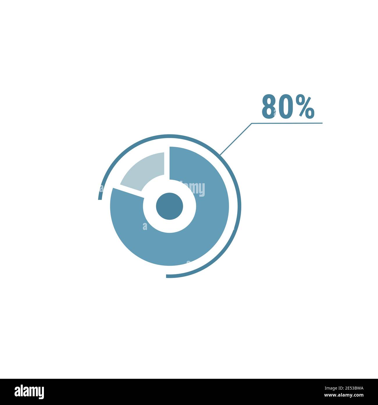 80 diagramme circulaire vectoriel de quatre-vingt pour cent, diagramme graphique de pourcentage pour la conception de l'interface utilisateur web, illustration vectorielle plate. Illustration de Vecteur