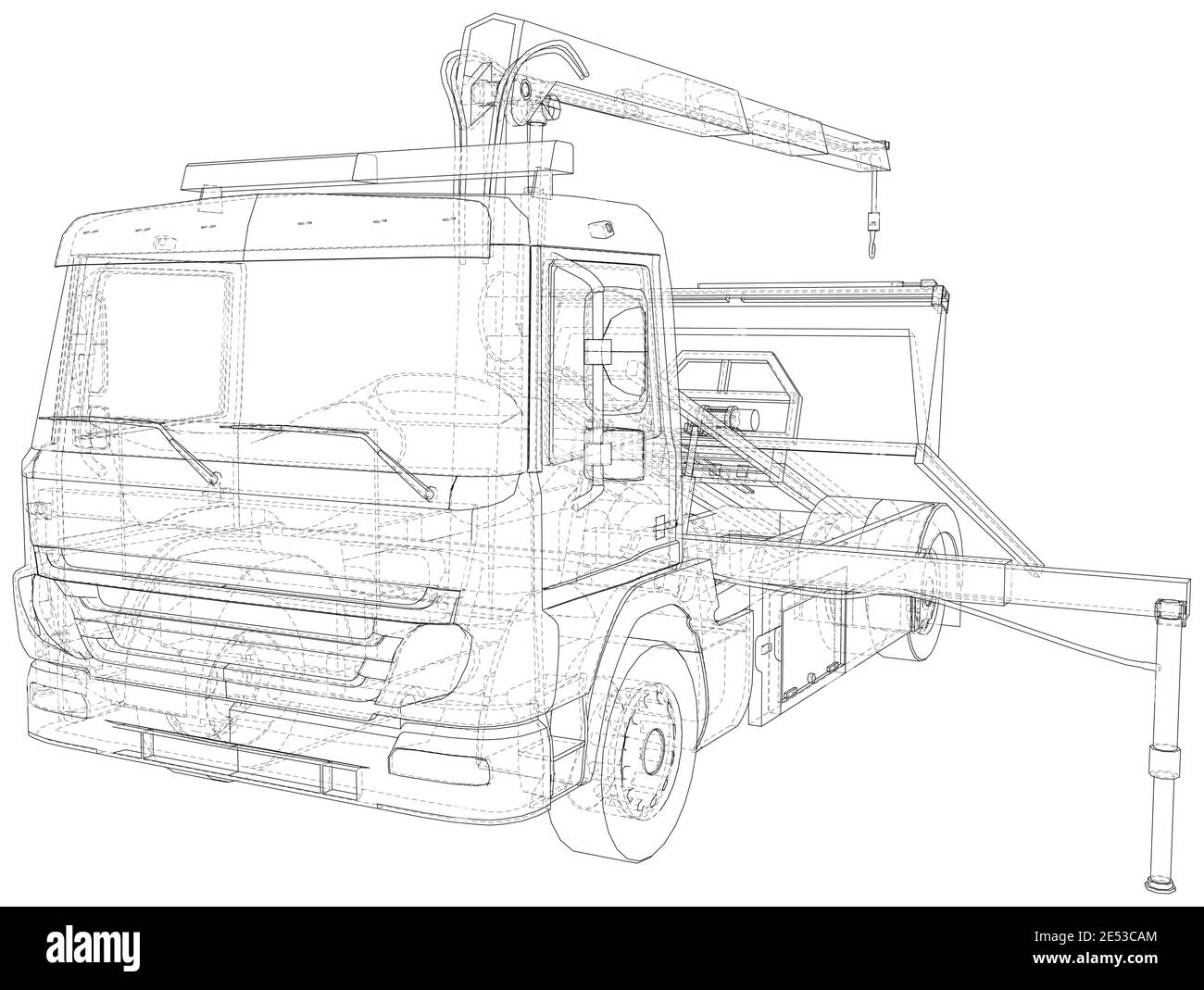 Chariot de remorquage à châssis métallique. Les couches de lignes visibles et invisibles sont séparées. Format EPS10. Vecteur créé de la 3d Illustration de Vecteur