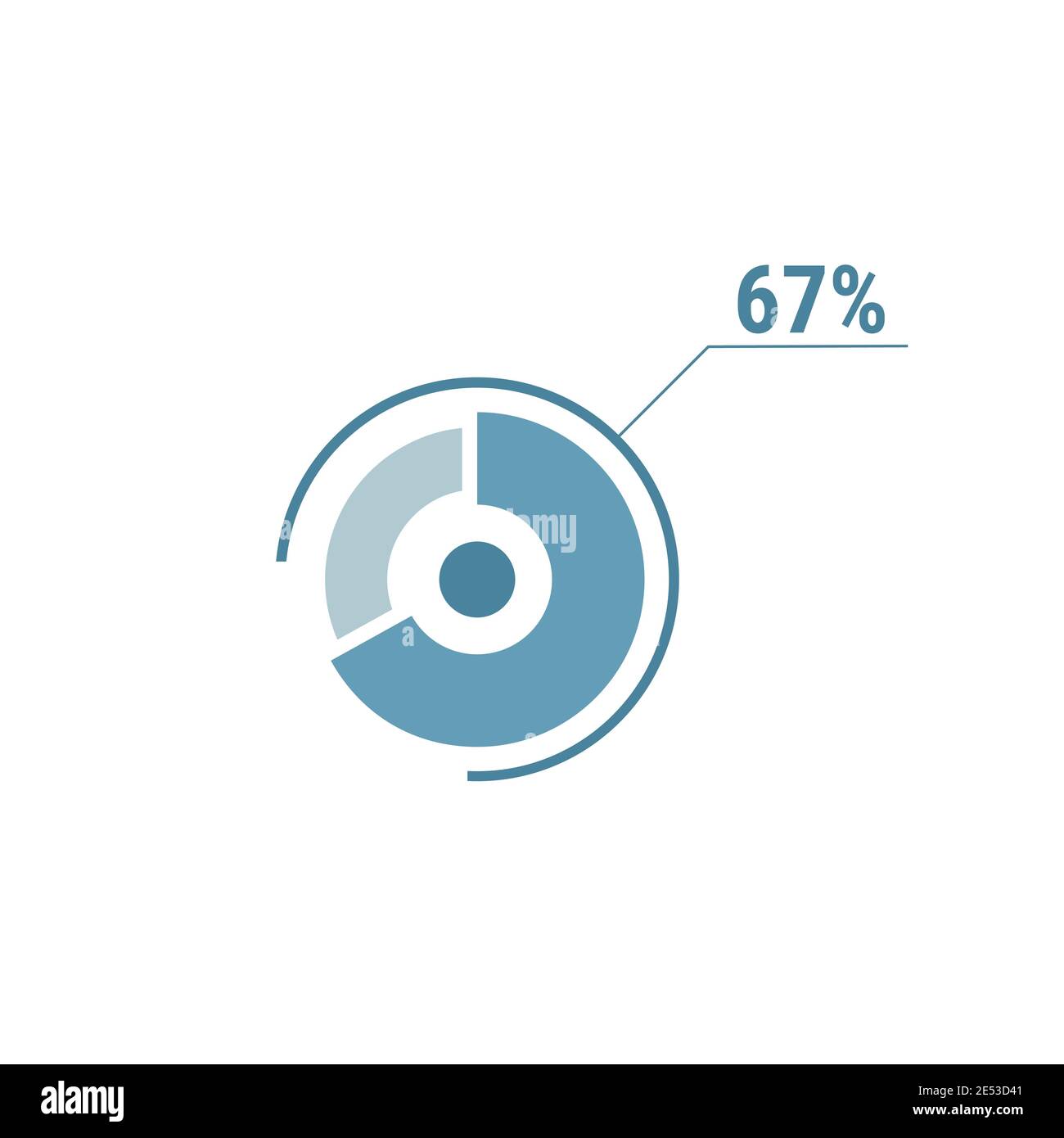 67 diagramme circulaire de soixante-sept pour cent de vecteur, graphique de diagramme de pourcentage pour la conception d'interface utilisateur web, illustration vectorielle plate. Illustration de Vecteur