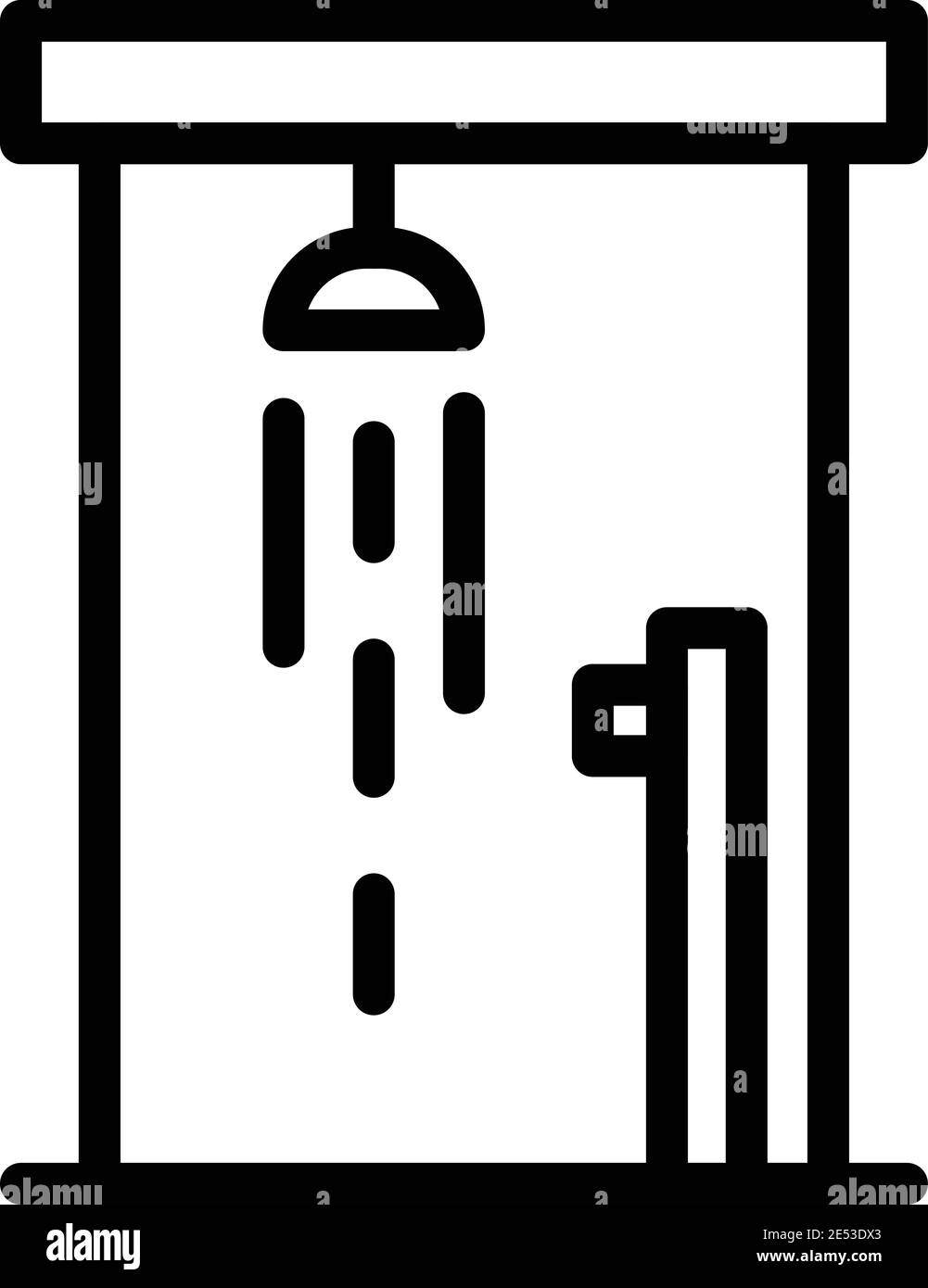 Icône de cabine de douche d'hôtel. Contour hôtel cabine de douche icône vecteur pour la conception de Web isolé sur fond blanc Illustration de Vecteur