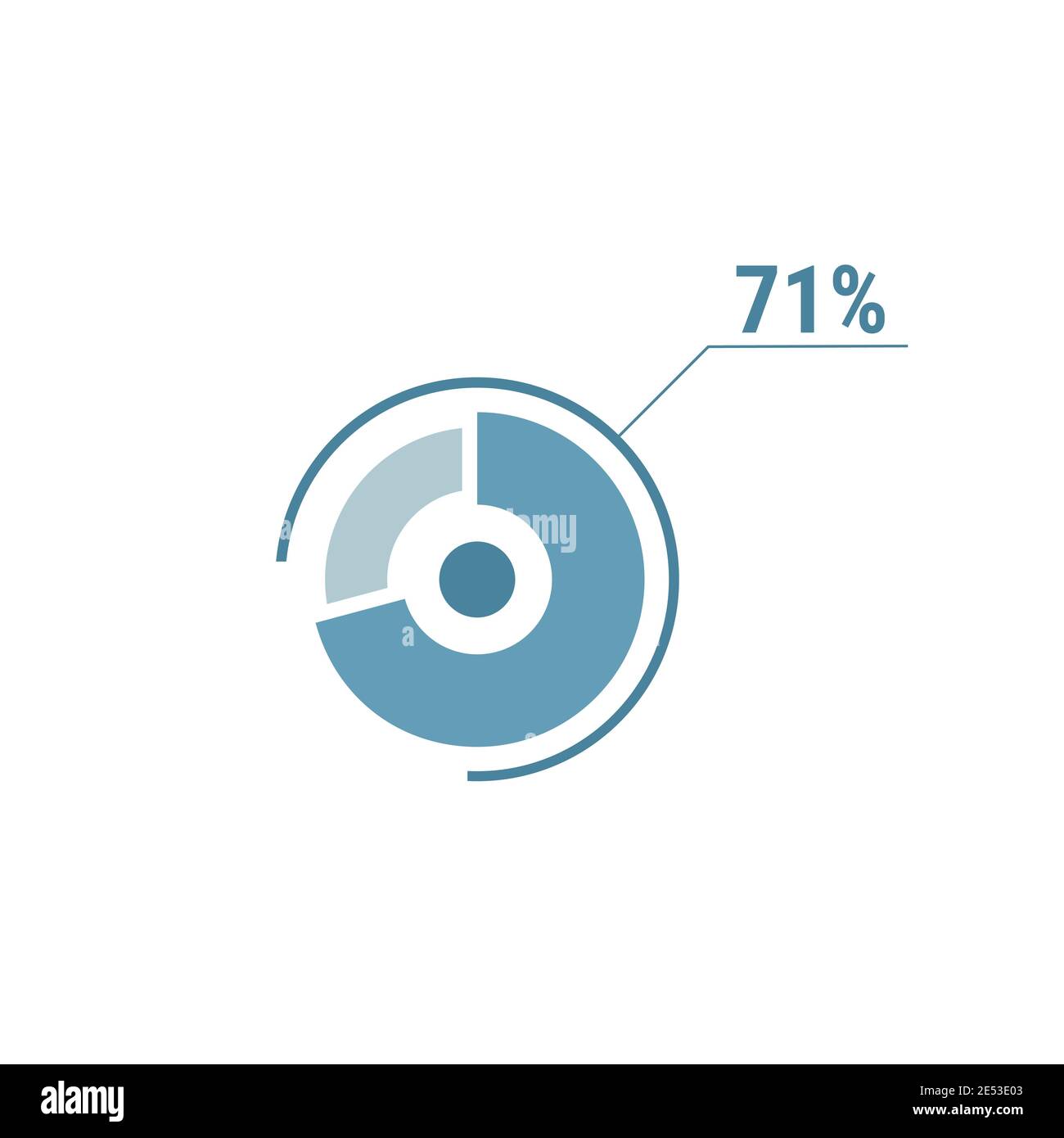 71 diagramme circulaire vectoriel de soixante et onze pour cent, diagramme graphique de pourcentage pour la conception de l'interface utilisateur web, illustration vectorielle plate. Illustration de Vecteur