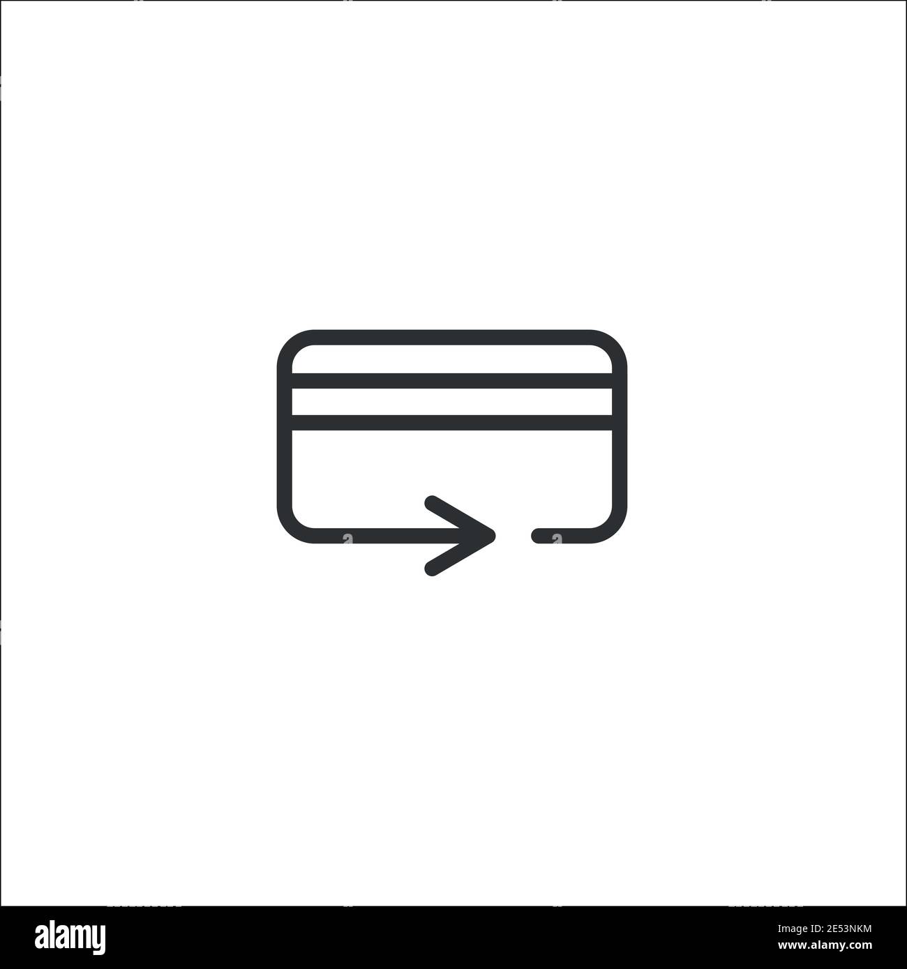 Carte de débit avec flèche. Signature du compte bancaire. Icône de