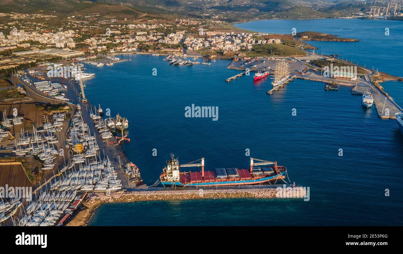 Port de Lavrion à Eat Attica, Grèce Banque D'Images