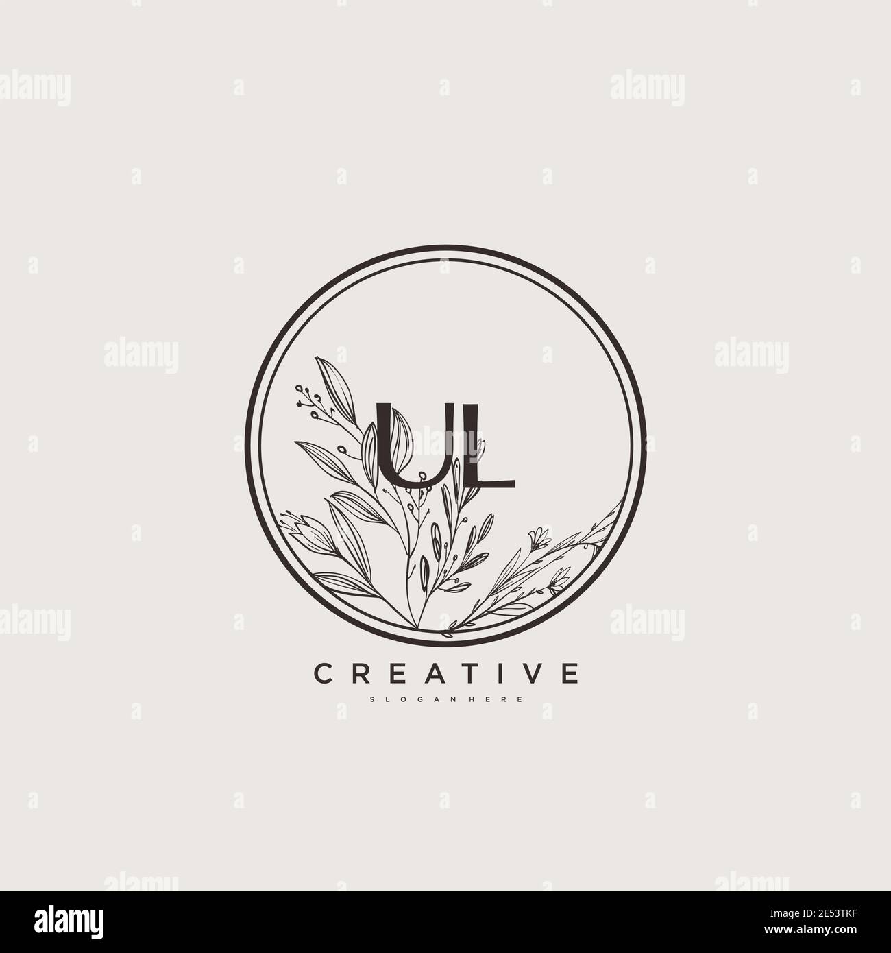 UL Beauté vecteur logo initial art, écriture logo de la signature initiale, mariage, mode, bijoux, boutique, floral et botanique avec la température créative Illustration de Vecteur