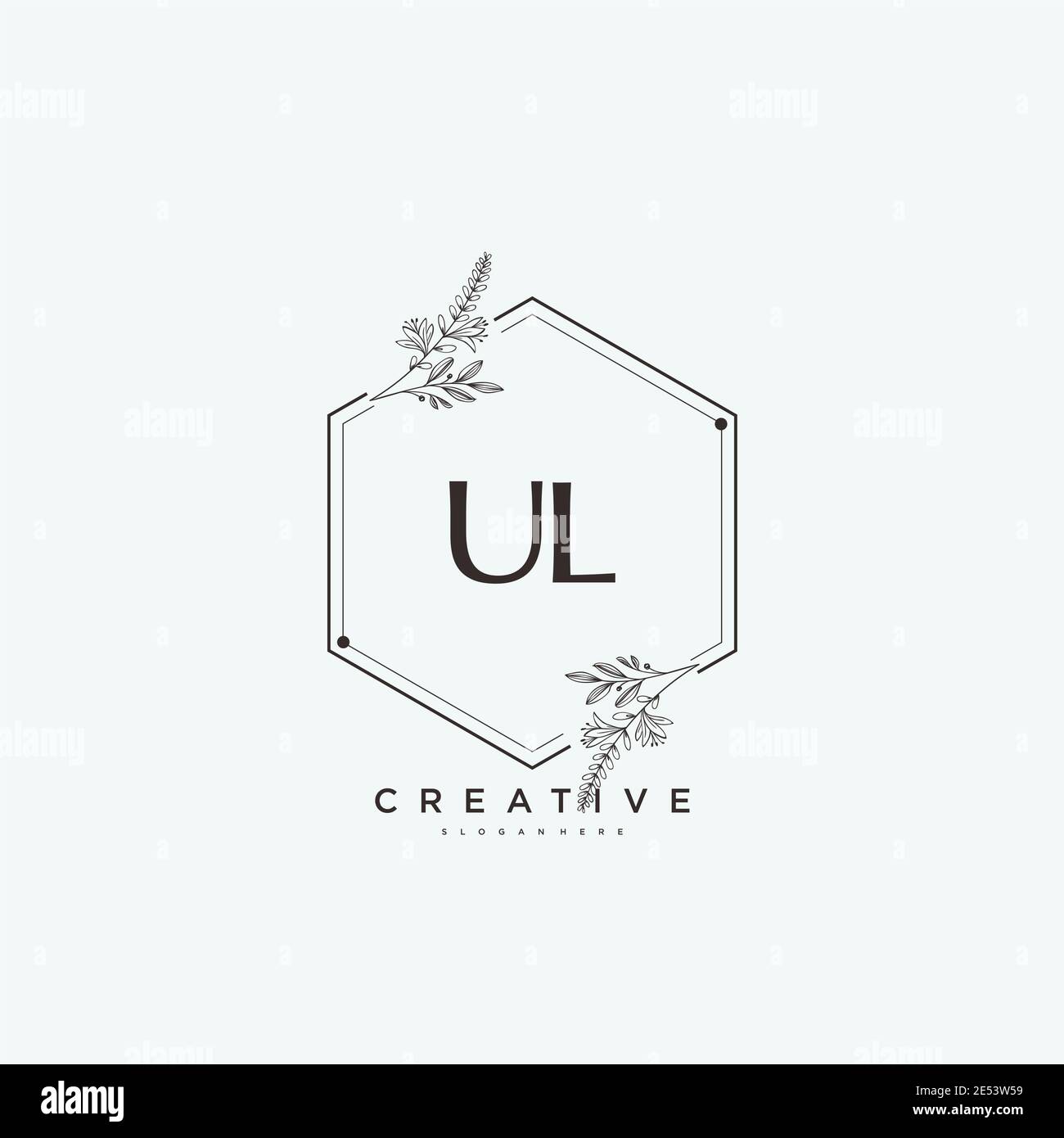 UL Beauté vecteur logo initial art, écriture logo de la signature initiale, mariage, mode, bijoux, boutique, floral et botanique avec la température créative Illustration de Vecteur