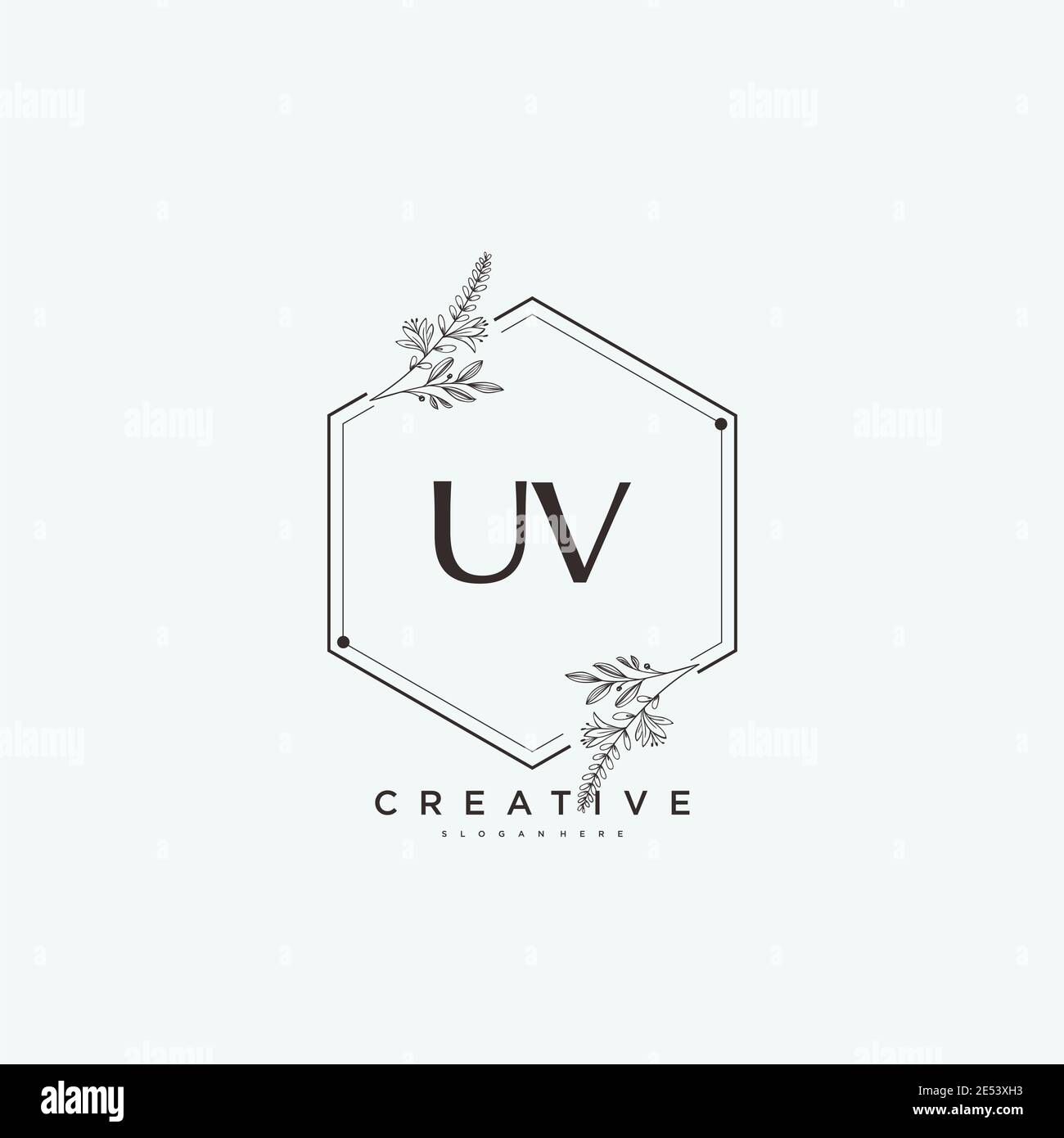 UV Beauté vecteur logo initial art, écriture logo de la signature initiale, mariage, mode, bijoux, boutique, floral et botanique avec la température créative Illustration de Vecteur