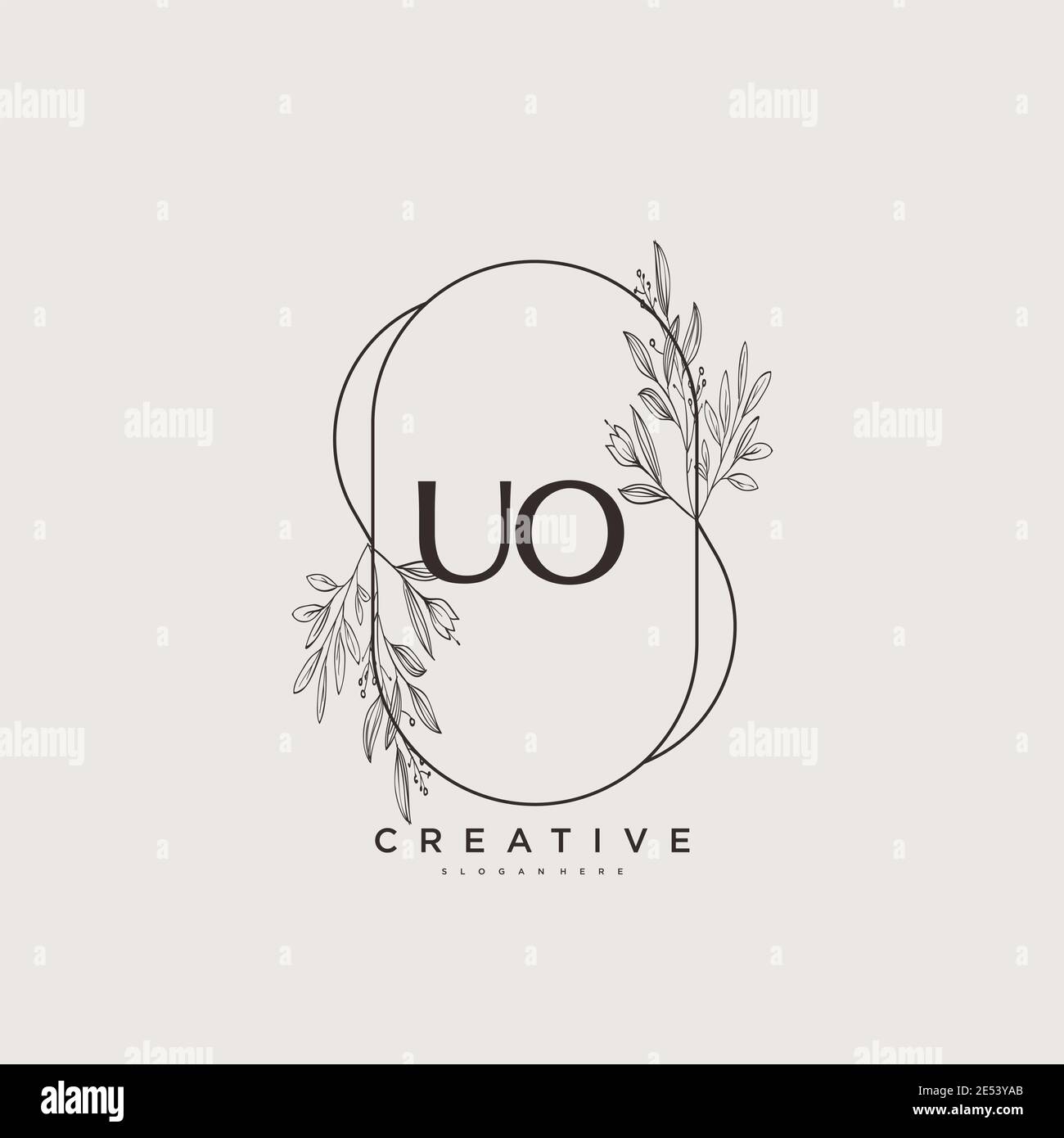 UO Beauty vector initial logo art, écriture logo de la signature initiale, mariage, mode, bijoux, boutique, floral et botanique avec la température créative Illustration de Vecteur