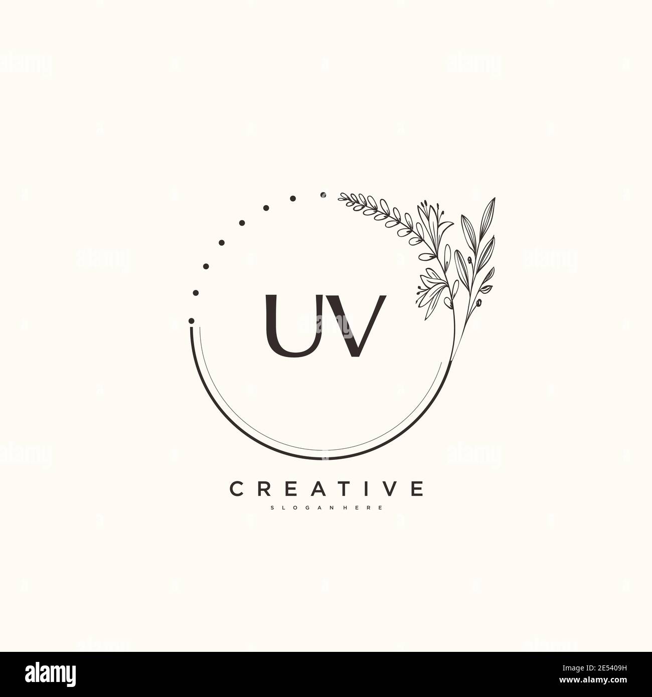 UV Beauté vecteur logo initial art, écriture logo de la signature initiale, mariage, mode, bijoux, boutique, floral et botanique avec la température créative Illustration de Vecteur
