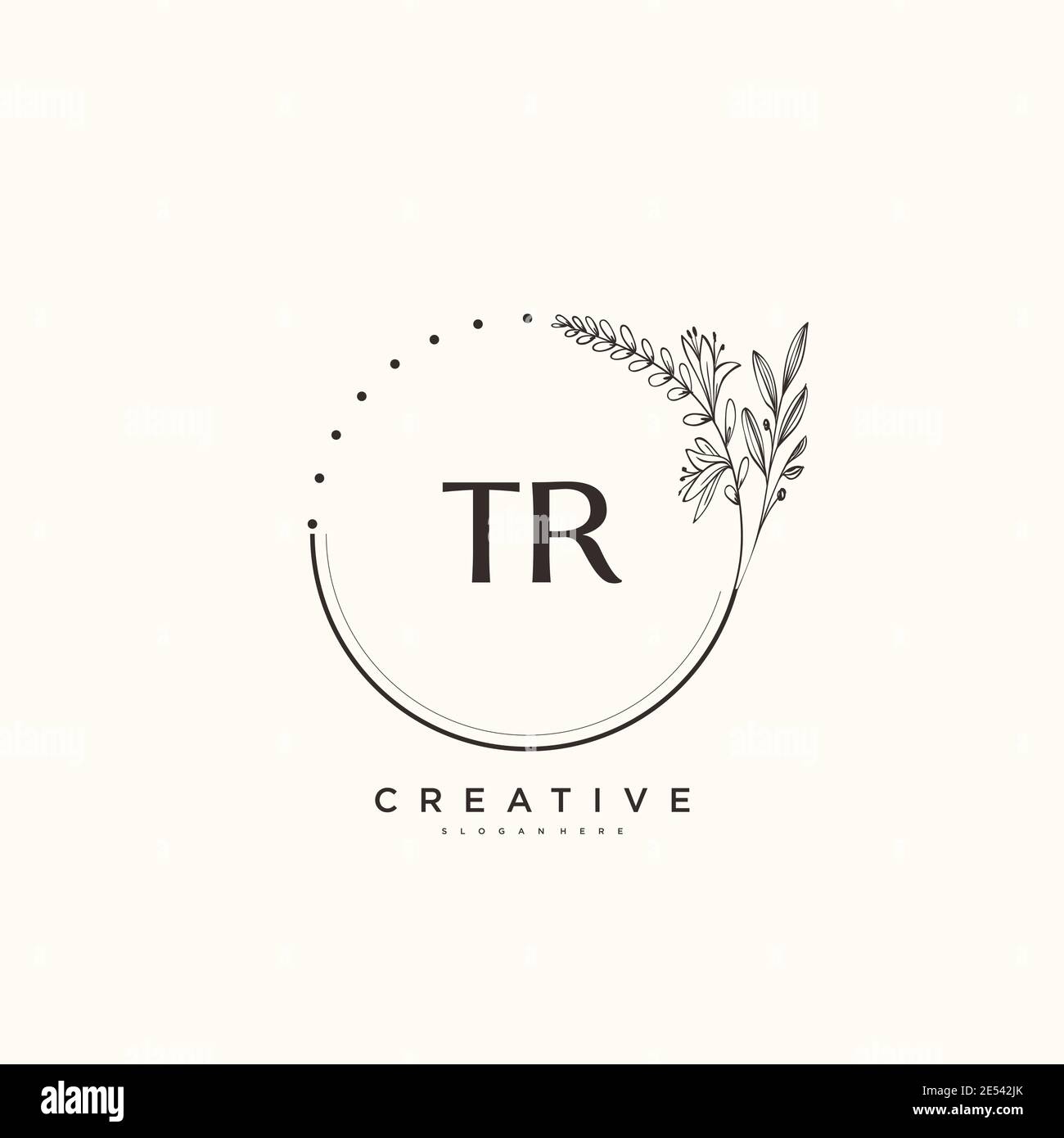 Tr Beauté vecteur logo initial art, écriture logo de la signature initiale, mariage, mode, bijoux, boutique, floral et botanique avec la température créative Illustration de Vecteur