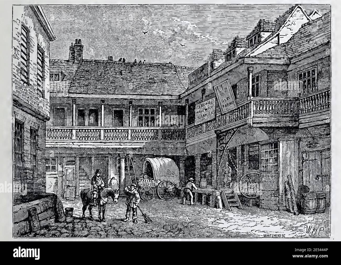 L'œuvre Percy Fitzgerald intitulée The Old Tombard Inn, The Borough, Southwark, Londres, Angleterre. Banque D'Images