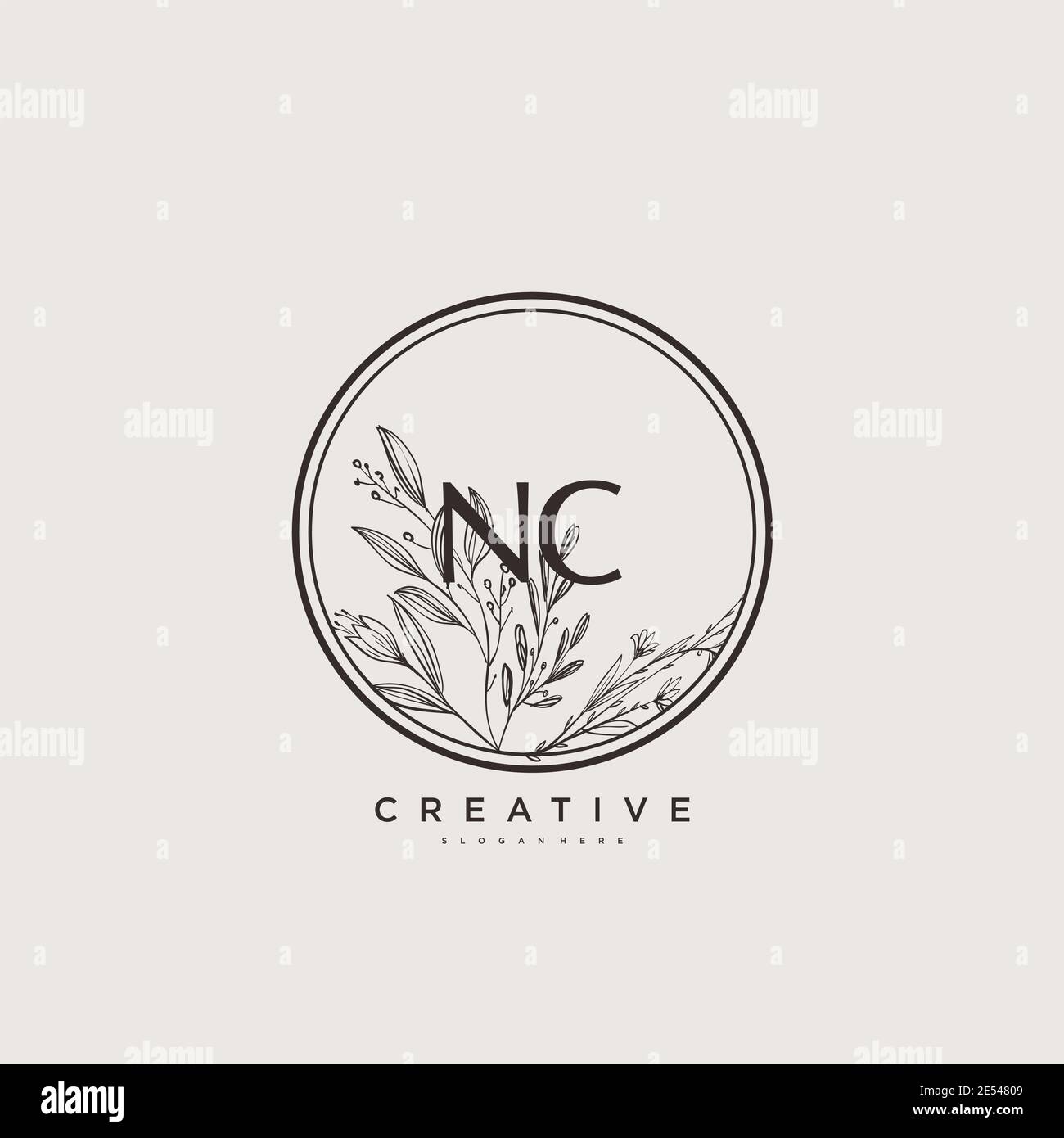 NC Beauté vecteur logo initial art, écriture logo de la signature initiale, mariage, mode, bijoux, boutique, floral et botanique avec la température créative Illustration de Vecteur