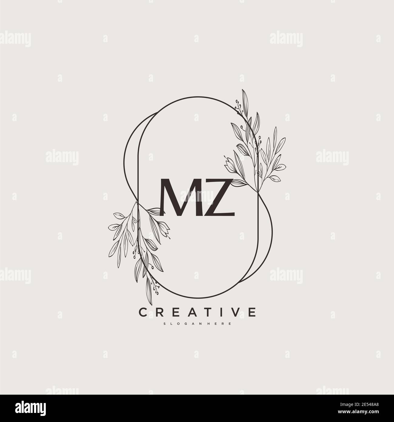 MZ Beauté vecteur logo initial art, écriture logo de la signature initiale, mariage, mode, bijoux, boutique, floral et botanique avec la température créative Illustration de Vecteur