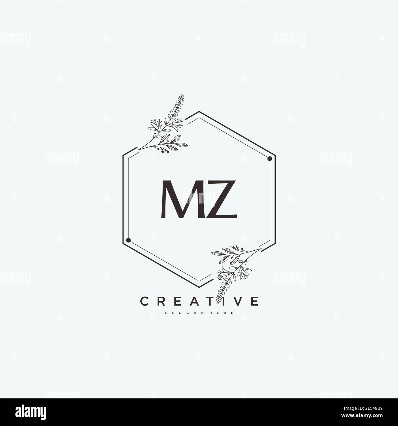 MZ Beauté vecteur logo initial art, écriture logo de la signature initiale, mariage, mode, bijoux, boutique, floral et botanique avec la température créative Illustration de Vecteur