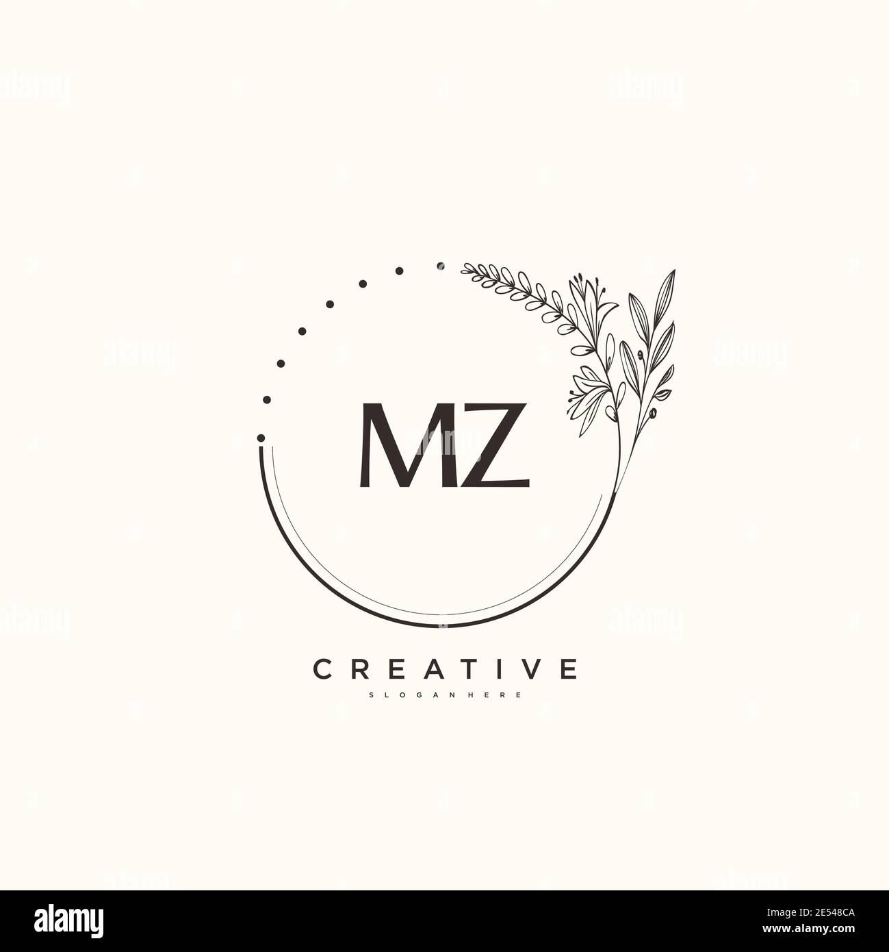 MZ Beauté vecteur logo initial art, écriture logo de la signature initiale, mariage, mode, bijoux, boutique, floral et botanique avec la température créative Illustration de Vecteur