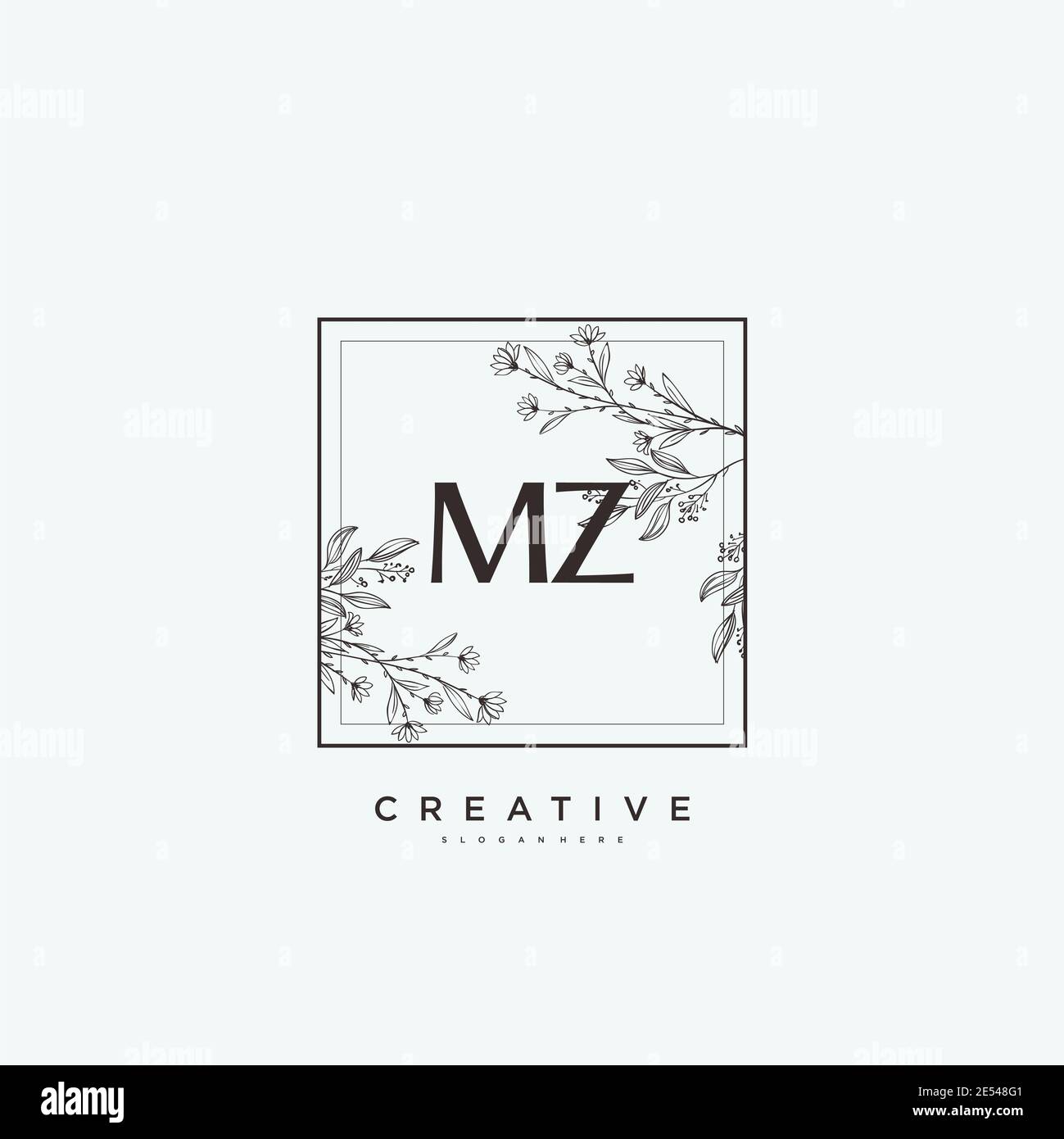 MZ Beauté vecteur logo initial art, écriture logo de la signature initiale, mariage, mode, bijoux, boutique, floral et botanique avec la température créative Illustration de Vecteur
