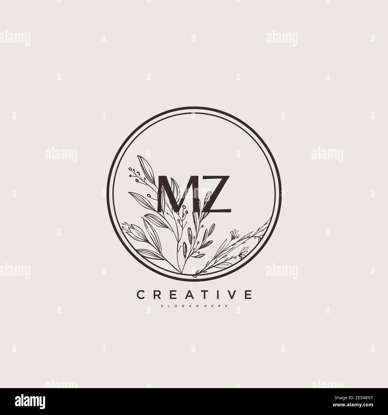 MZ Beauté vecteur logo initial art, écriture logo de la signature initiale, mariage, mode, bijoux, boutique, floral et botanique avec la température créative Illustration de Vecteur