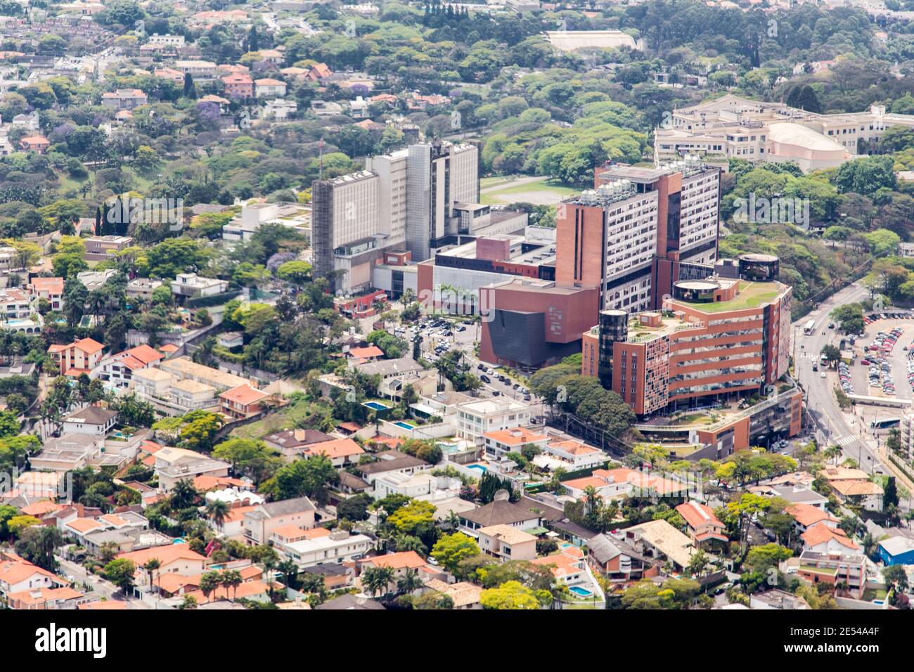 Vue aérienne Hôpital Albert Einstein à Sao Paulo - Brésil bairro do Morumbi Banque D'Images