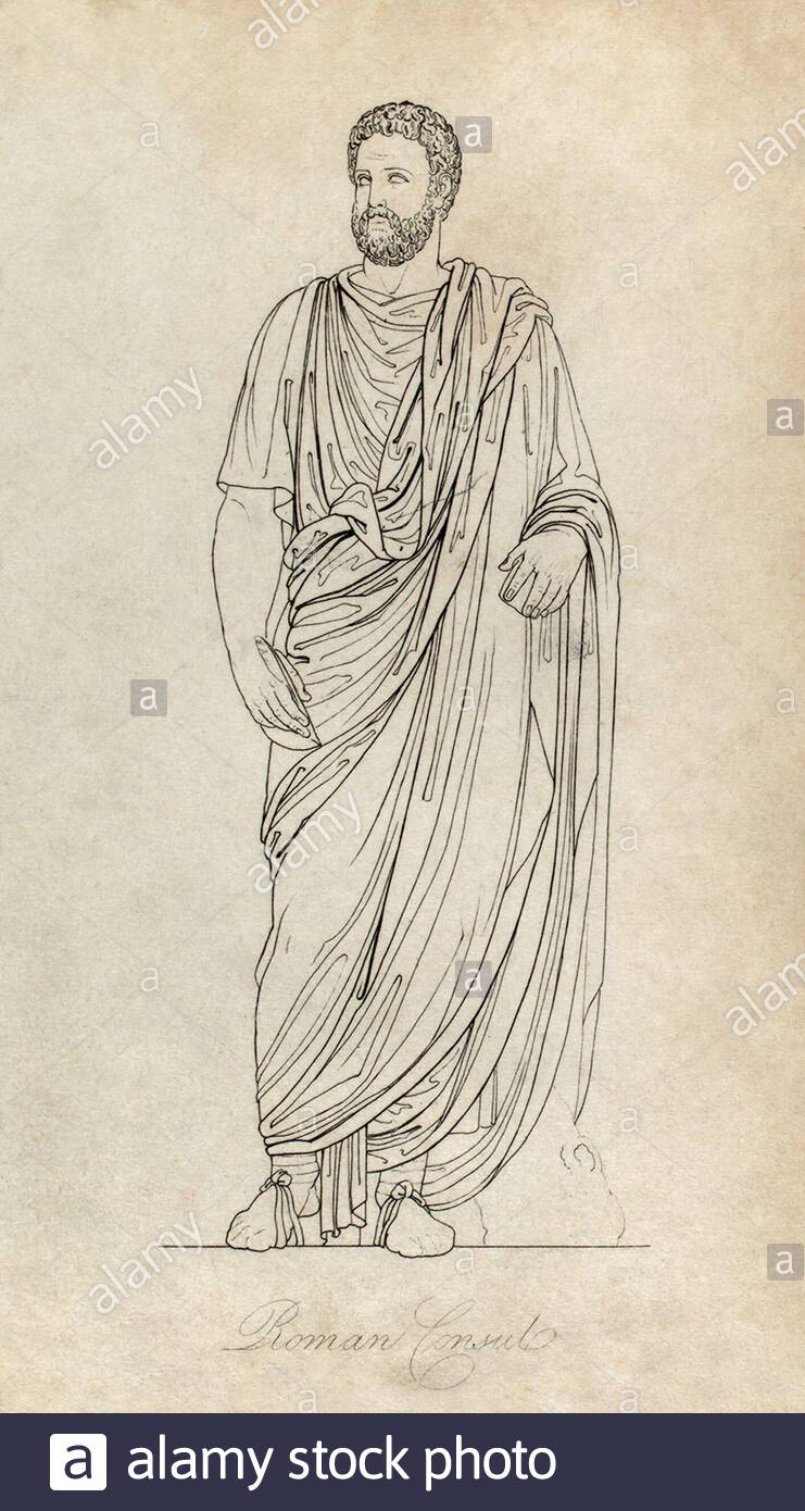 Rome antique, Consul romain, illustration ancienne de 1814 Banque D'Images