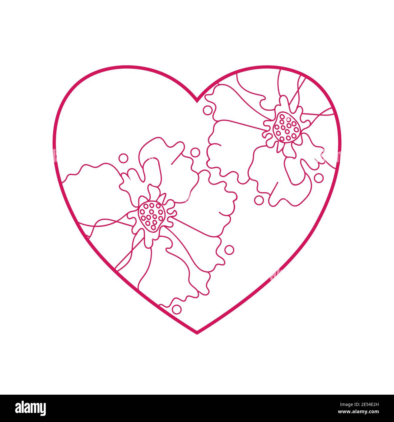 Coeur aux fleurs zen pour la Saint-Valentin, isolé sur fond blanc. Illustration vectorielle. Illustration de Vecteur