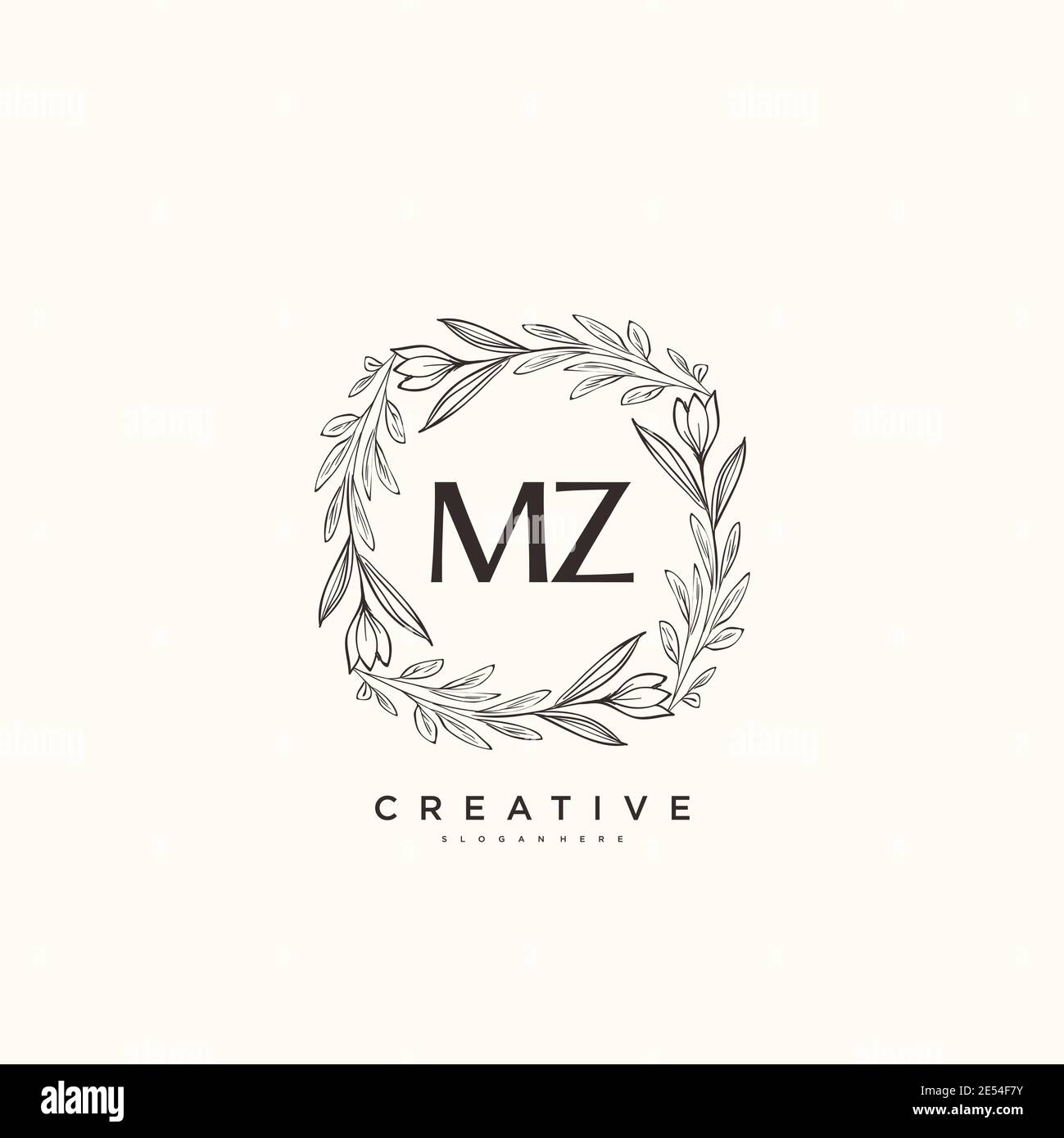 MZ Beauté vecteur logo initial art, écriture logo de la signature initiale, mariage, mode, bijoux, boutique, floral et botanique avec la température créative Illustration de Vecteur