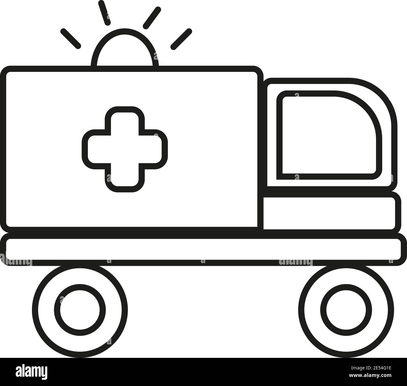 Icône de voiture d'ambulance noire simple. Vecteur de voiture noir sur fond blanc, objet isolé modifiable. Illustration de Vecteur