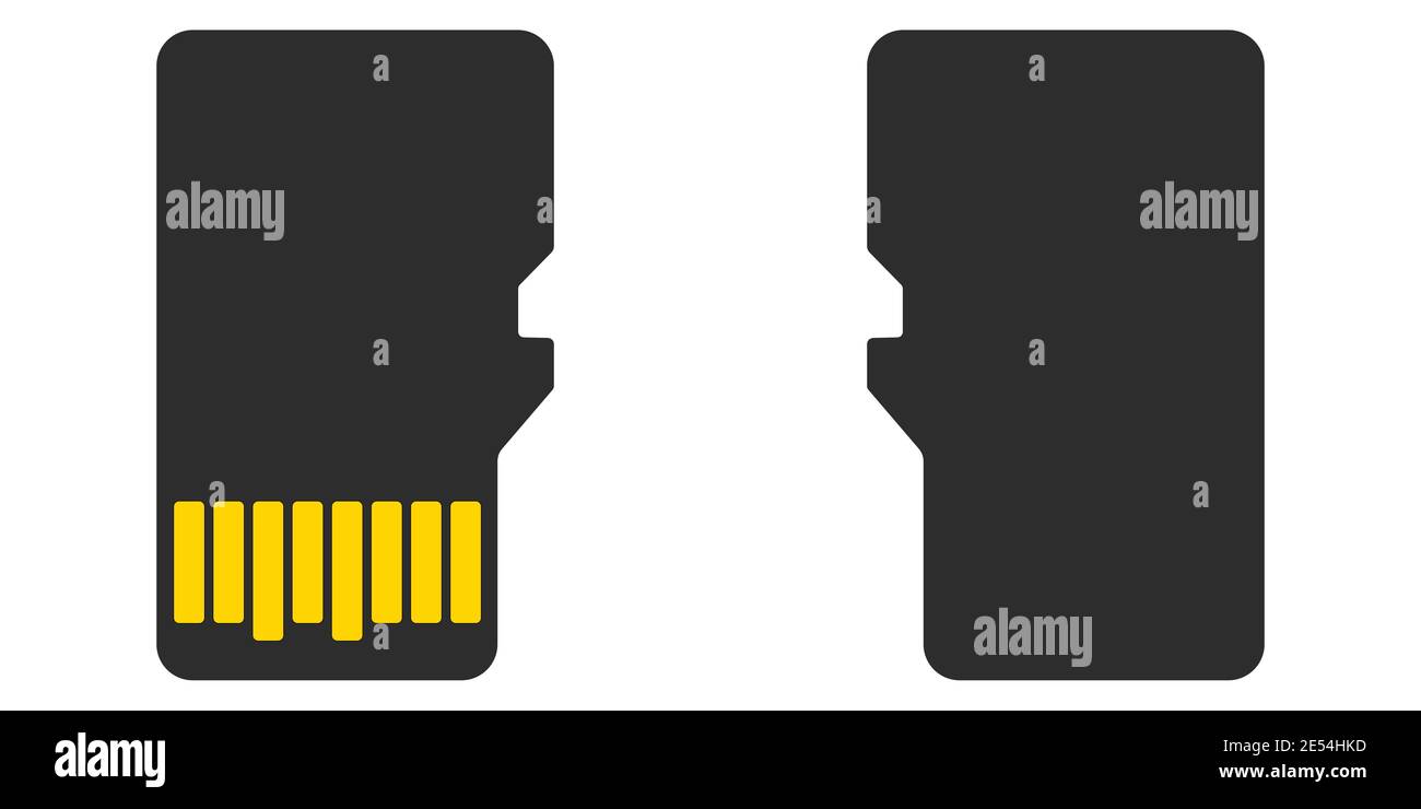 Carte mémoire microsd Silhouette, carte d'extension de mémoire vectorielle, gadgets micro sd Illustration de Vecteur