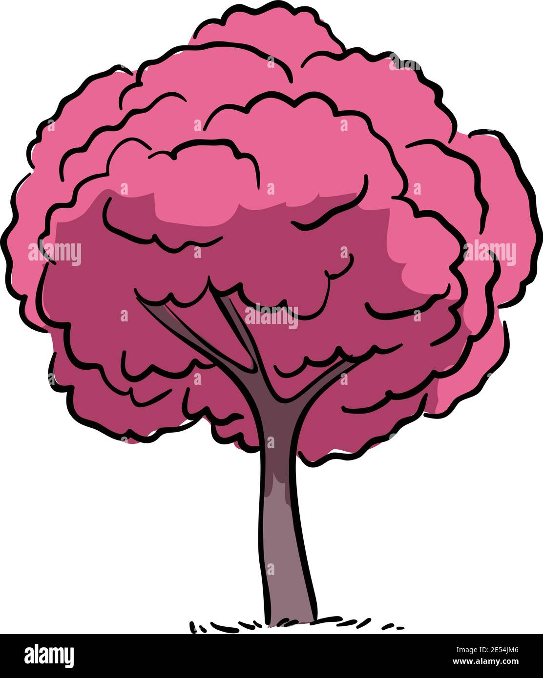 Illustration de l'icône de ligne mince de l'arbre , vecteur d'arbre rose Illustration de Vecteur