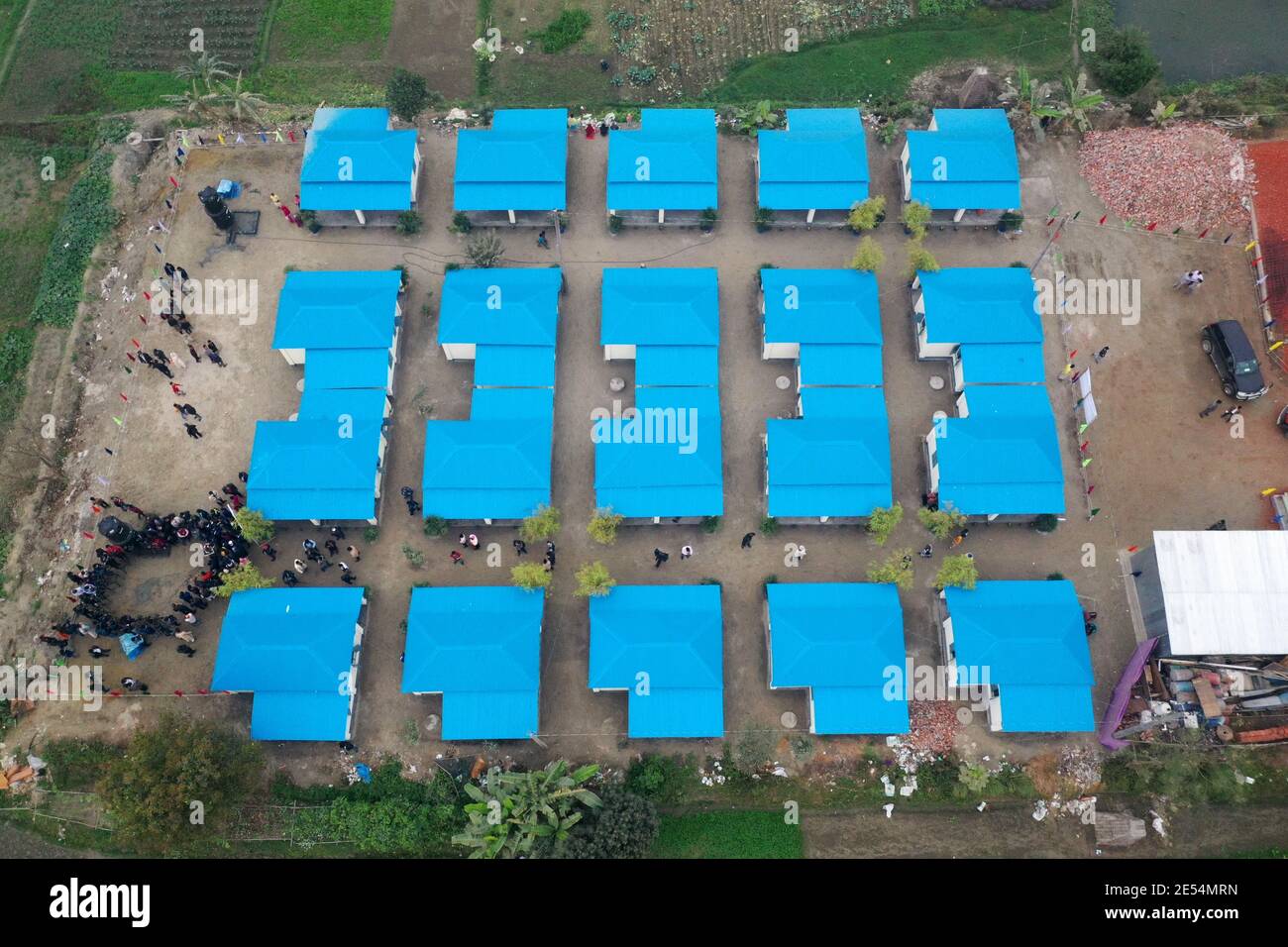 Narayanganj, Bangladesh - le 20 janvier 2021 : une vue d'ensemble du projet de refuge pour les sans-abri à Rupganj à Narayanganj. Banque D'Images