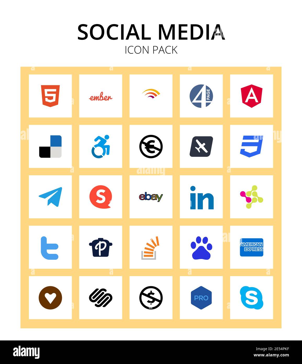 Ensemble de 25 social logo linkedin, speakap, créatif, télégramme, avianex modifiable Vector Design Elements Illustration de Vecteur