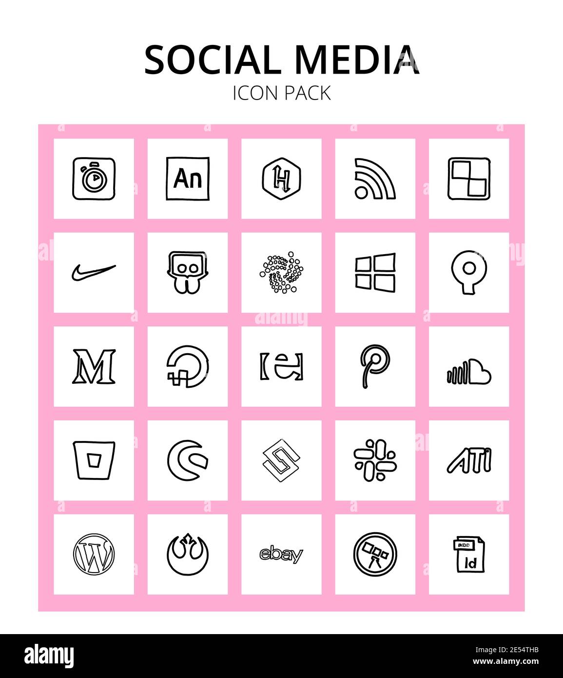 Ensemble de 25 social logo soundcloud, tencent, iota, erlang, Digital Editable Vector Design Elements Illustration de Vecteur