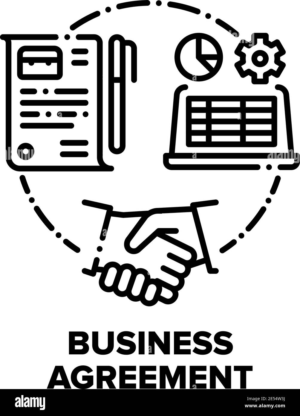Couleur du concept de vecteur de signature d'accord commercial Illustration de Vecteur