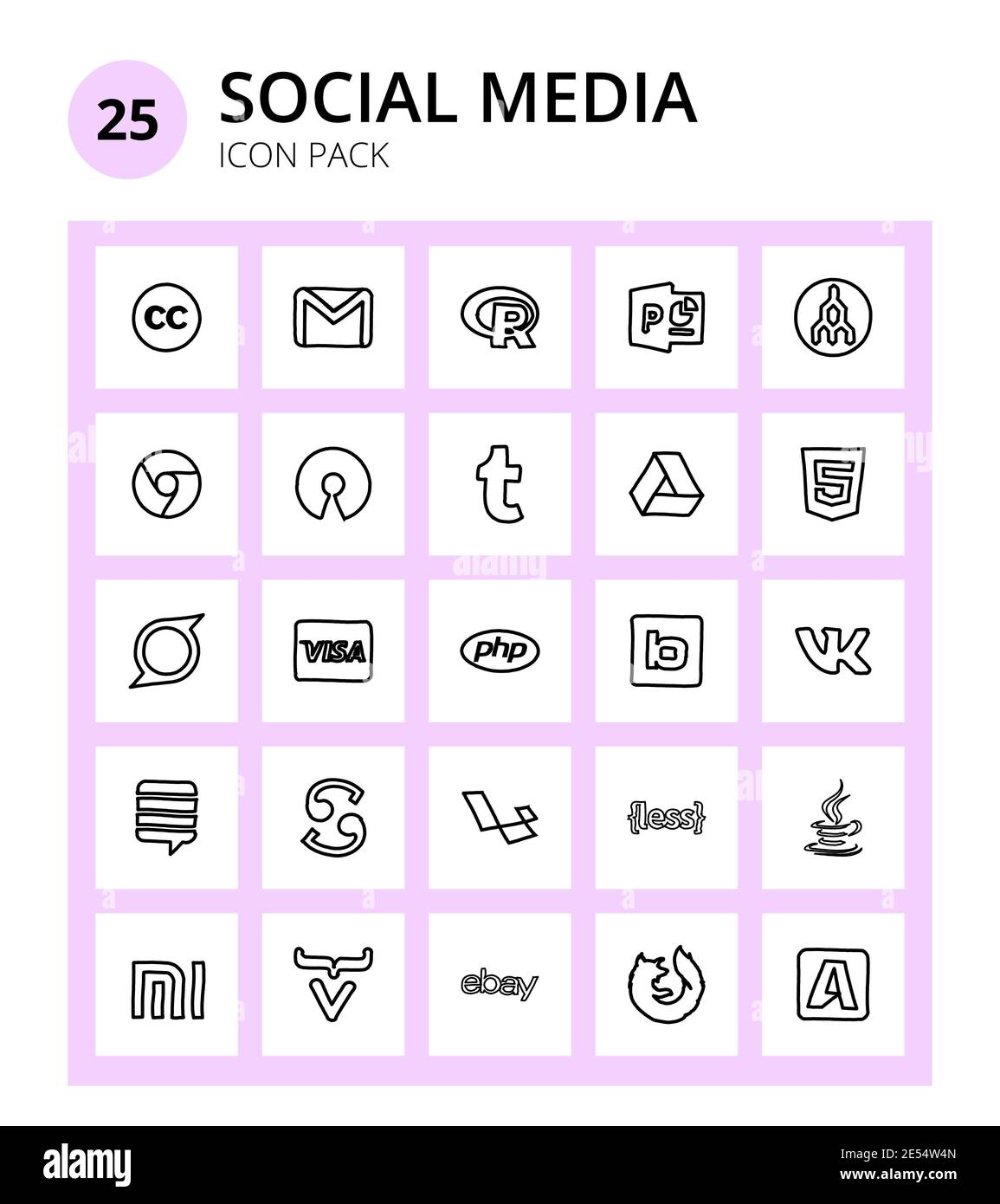 25 signes sociaux et symboles bimobject, carte de crédit, osi, visa, html éléments de conception vectorielle modifiables Illustration de Vecteur
