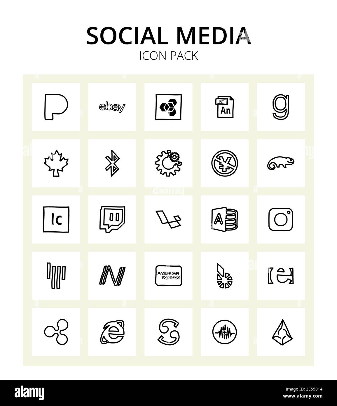 SocialMedia jp, commons, goodreads, créatif, eléments de conception vectorielle modifiables bluetooth Illustration de Vecteur