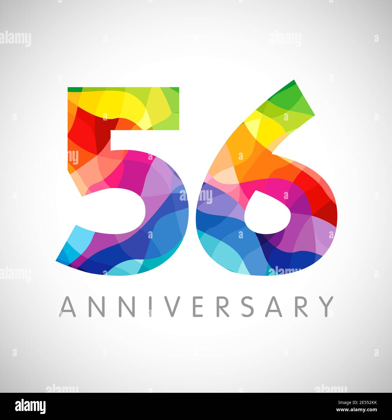 numéros du 56e anniversaire. logotype de 56 ans. Des couleurs vives. Modèle de conception graphique abstrait isolé. Creative 5, 6 signes, chiffres 3D. Jusqu'à 56 %. Illustration de Vecteur