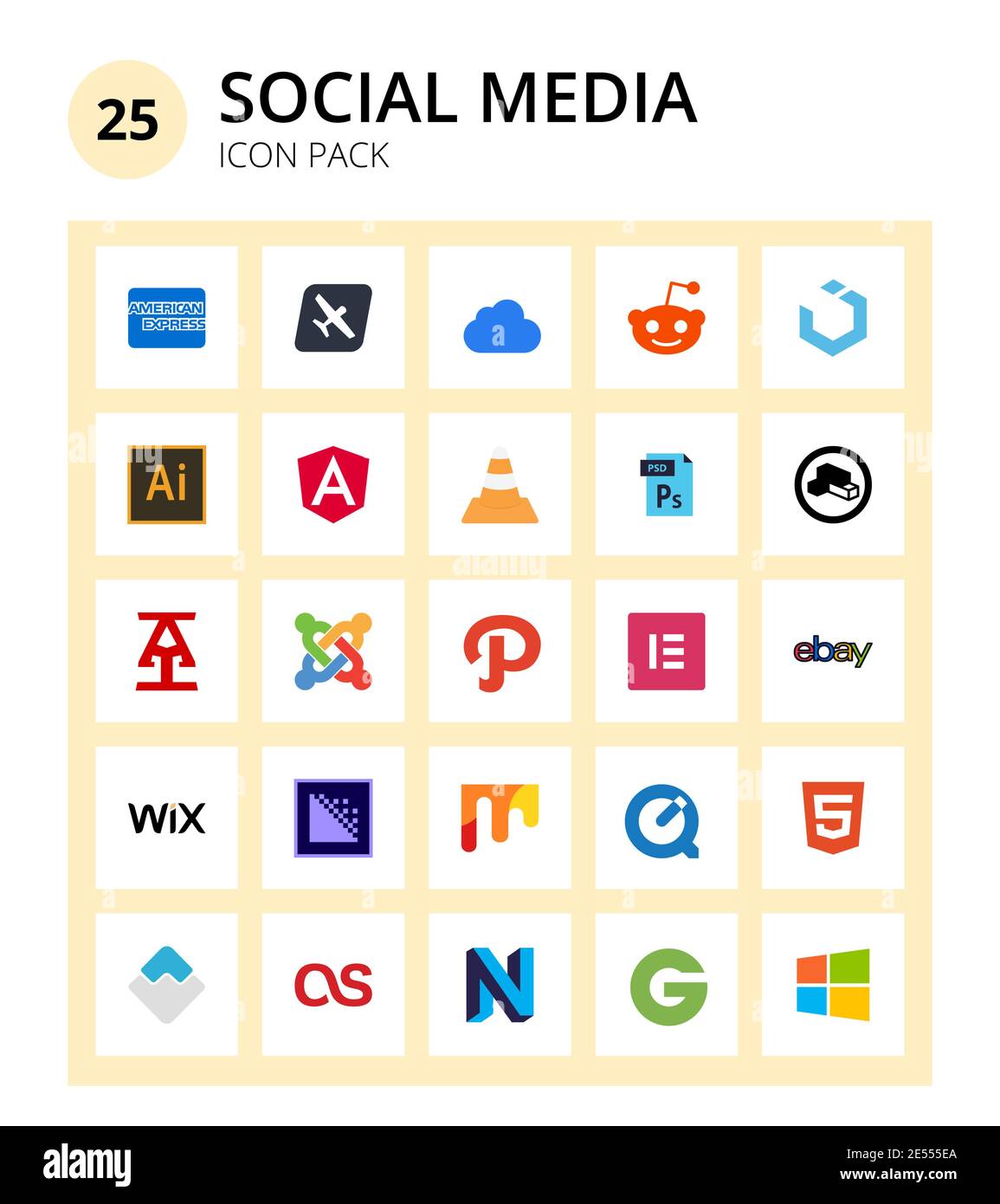 SocialMedia acquisitions, commons, ai, créatif, type de fichier modifiable Vector Design Elements Illustration de Vecteur
