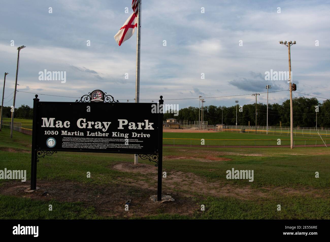 Prattville, Alabama/USA-4 juillet 2020: Complexe de softball Mac Gray Park, qui fait partie du département des parcs et loisirs de la ville de Prattville. Banque D'Images