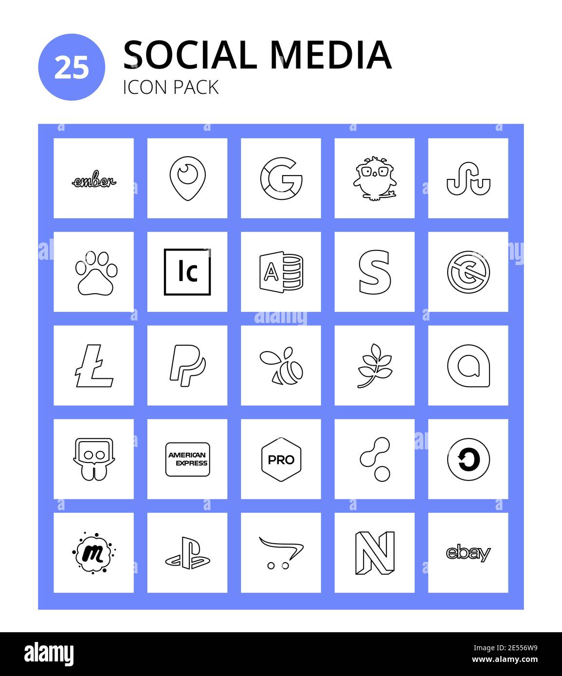 Ensemble de 25 social logo allo, swarm, microsoft Access, paypal, pdd modifiable Vector Design Elements Illustration de Vecteur