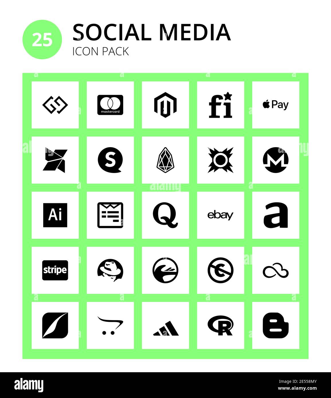 25 social Icon eBay, wppforms, speakap, ai, Illustrator Editable Vector Design Elements Illustration de Vecteur