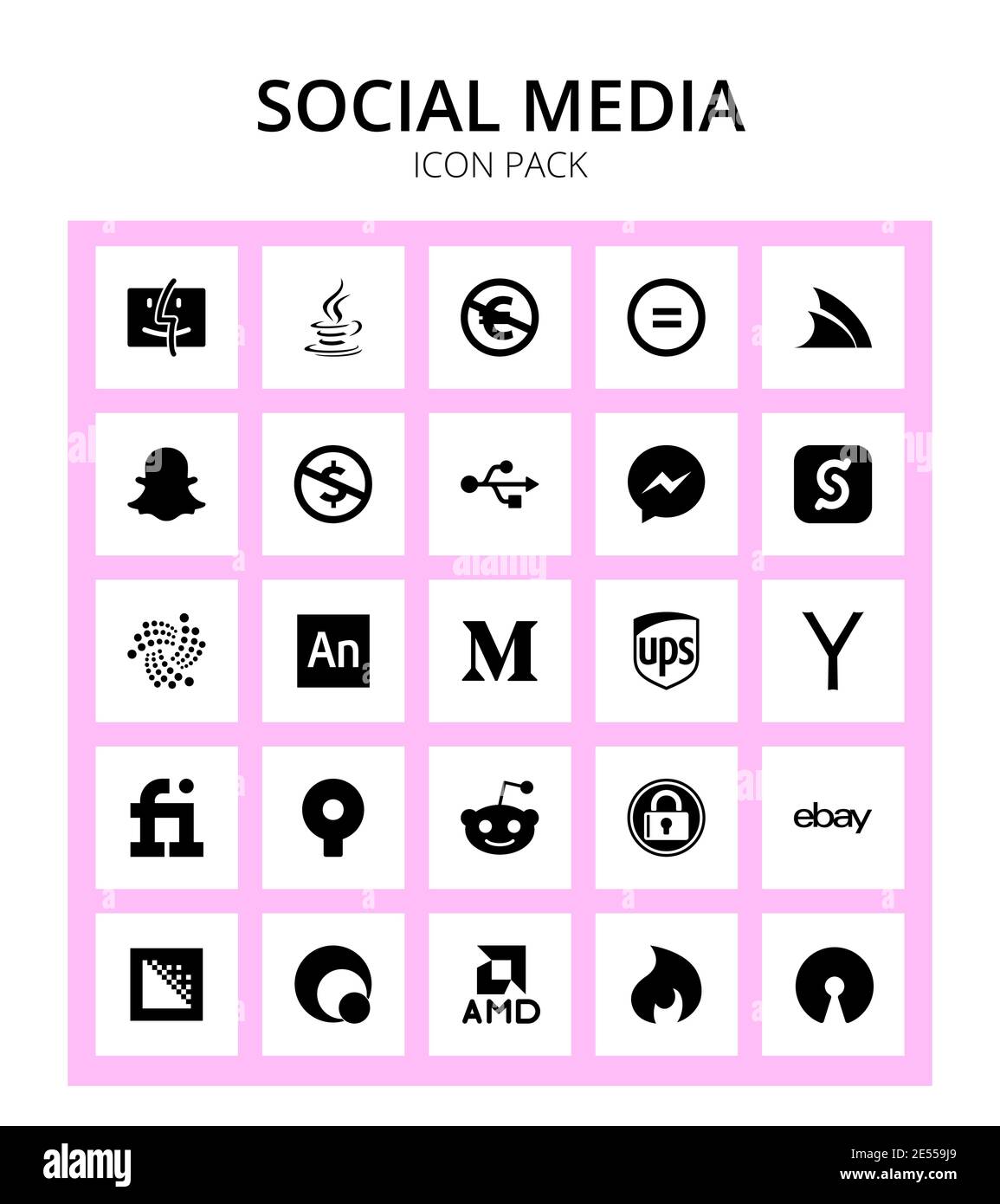 25 social Icon selcast, facebook, ND, usb, commons Eléments de conception vectorielle modifiables Illustration de Vecteur